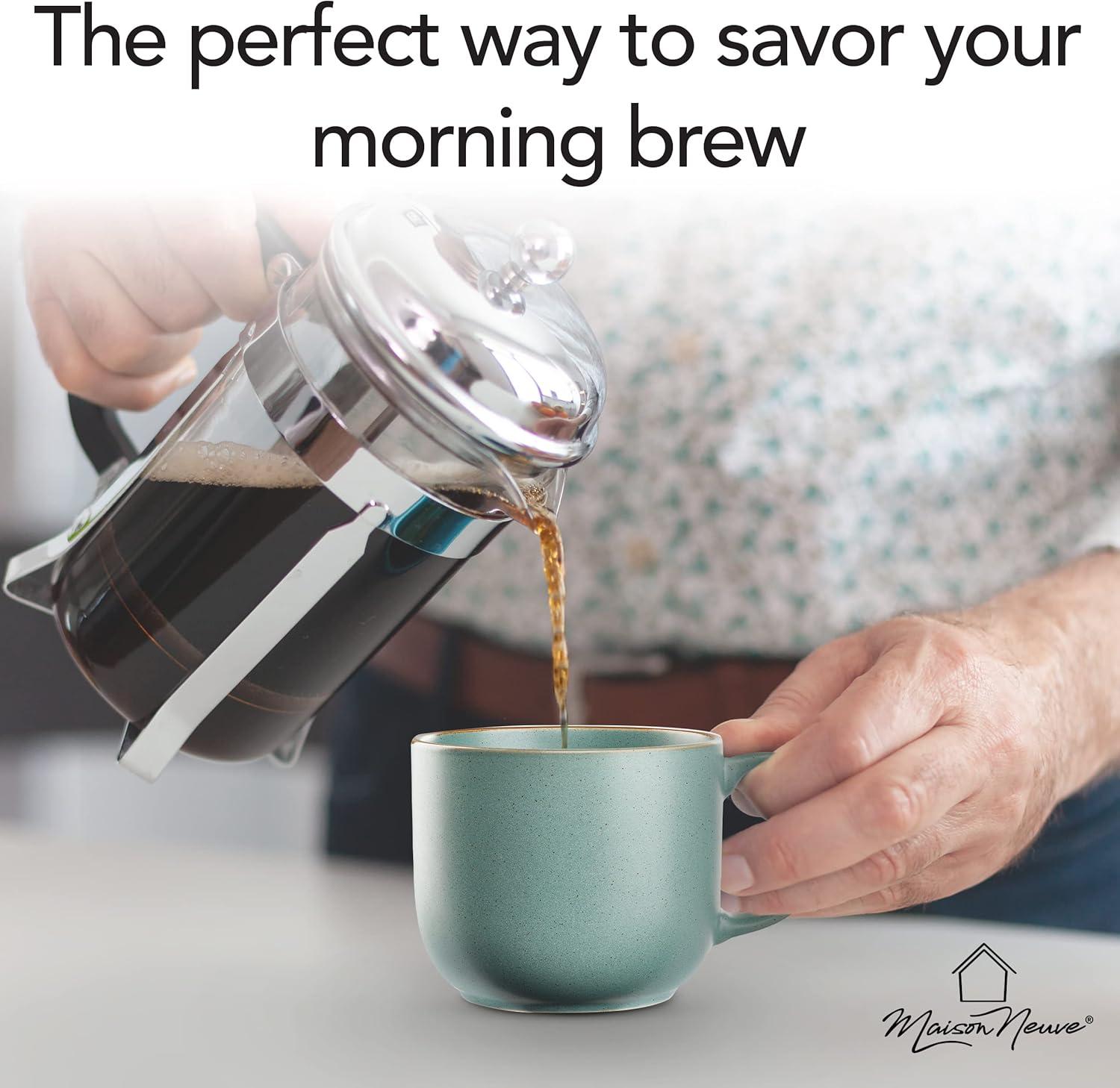 Maison Neuve Riverside Collection By Maison Neuve 4 Piece Set - Hand Crafted Stoneware Mugs Modern Dining Mugs, Large & Multipurpose Shape Mugs, Microwave & Dishwasher safe, 19 Oz  (Set of 4)