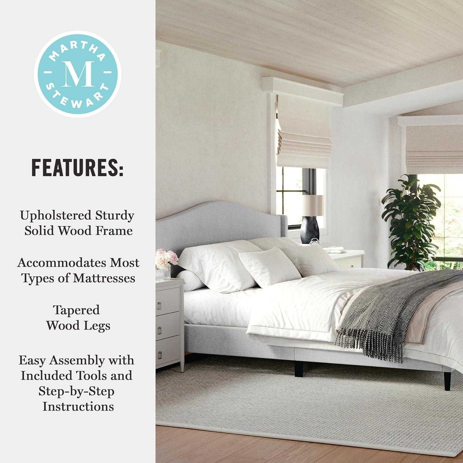 Martha Stewart Amelia Upholstered Platform Bed With Curved Headboard