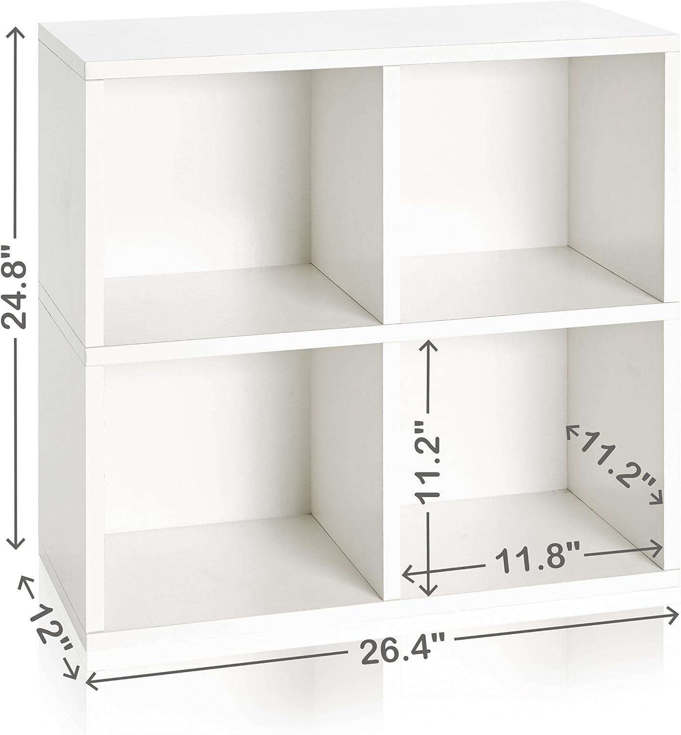 Eco-Friendly White Stackable 4-Cubby Organizer Bookshelf