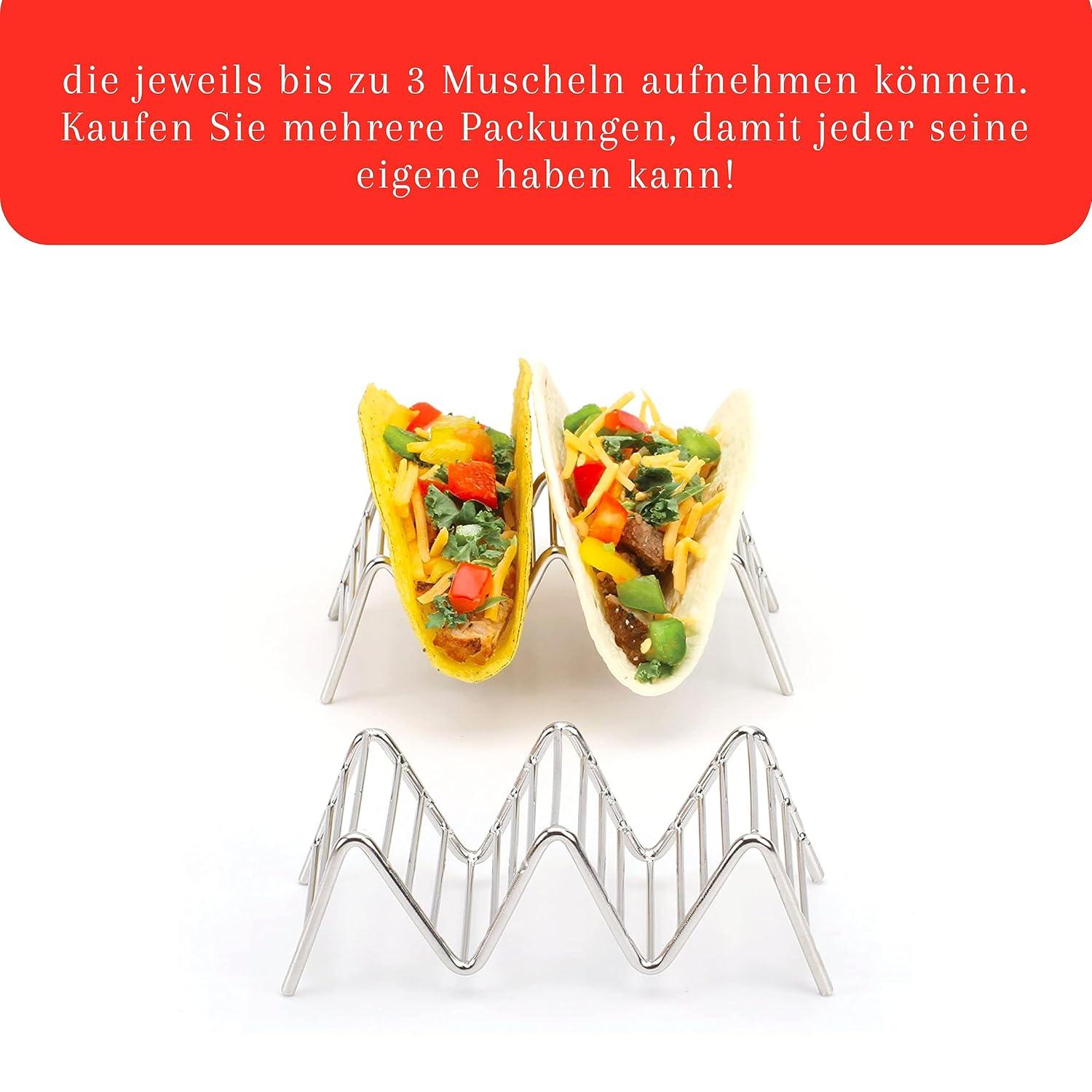 2 Lb Depot Premium Stainless Steel Stackable Taco Holders - Holds 2-5 Hard or Soft Tacos, Five Styles Available - Set of 2