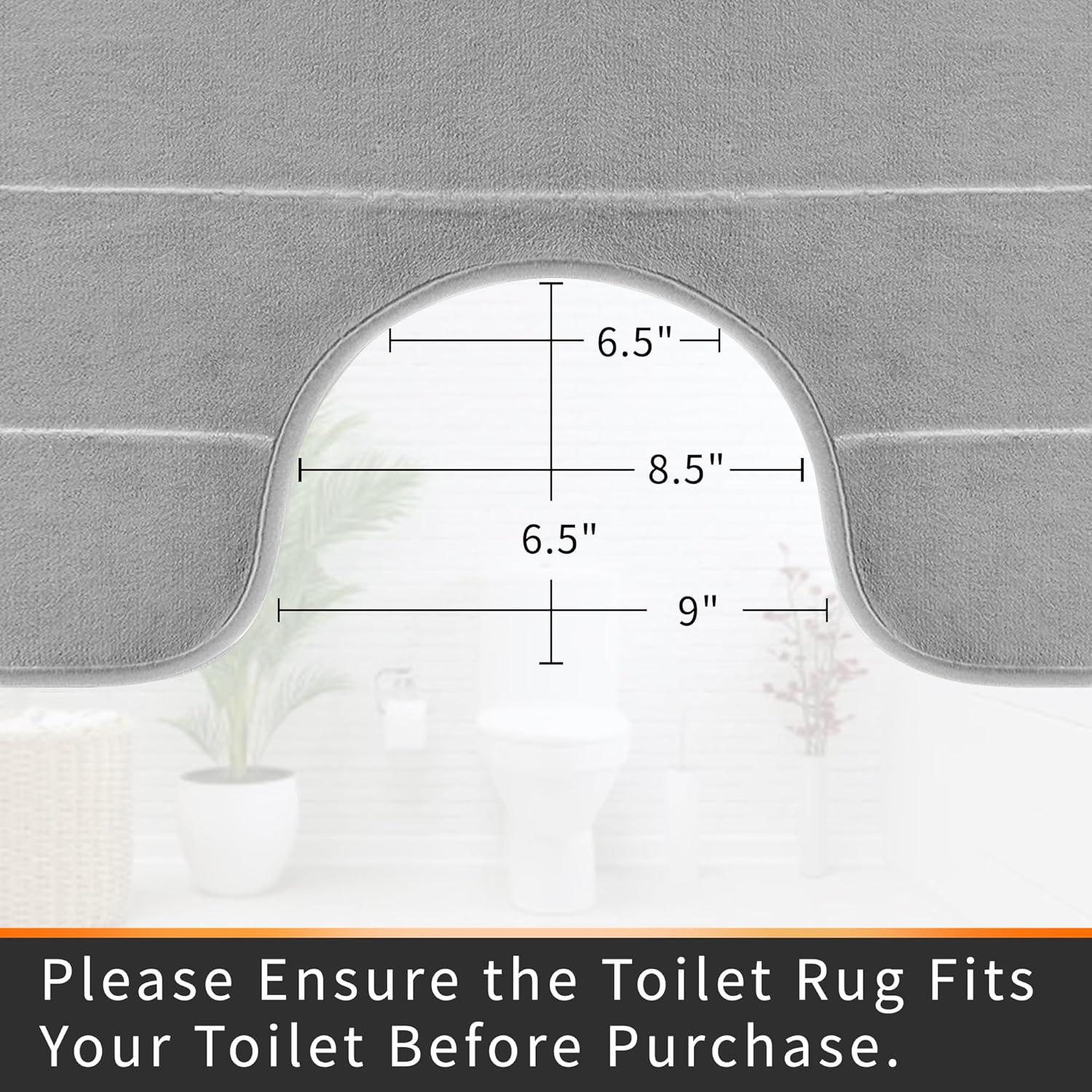 Yimobra Memory Foam Toilet Bath Mat U-Shaped, Commode Contour Rug, Soft and Comfortable, Super Water Absorption, Non-Slip, Thick, Machine Wash and Easier to Dry for Bathroom, 24 X 20 Inches,