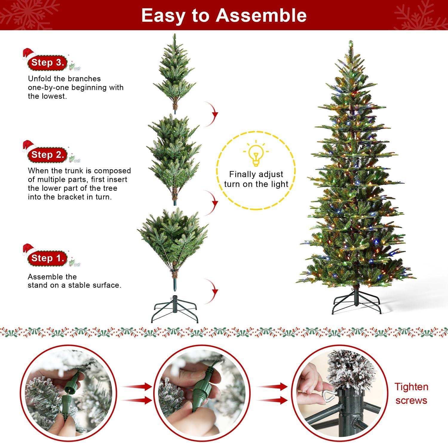 7.5ft Flocked Spruce Christmas Tree with Warm White LED Lights