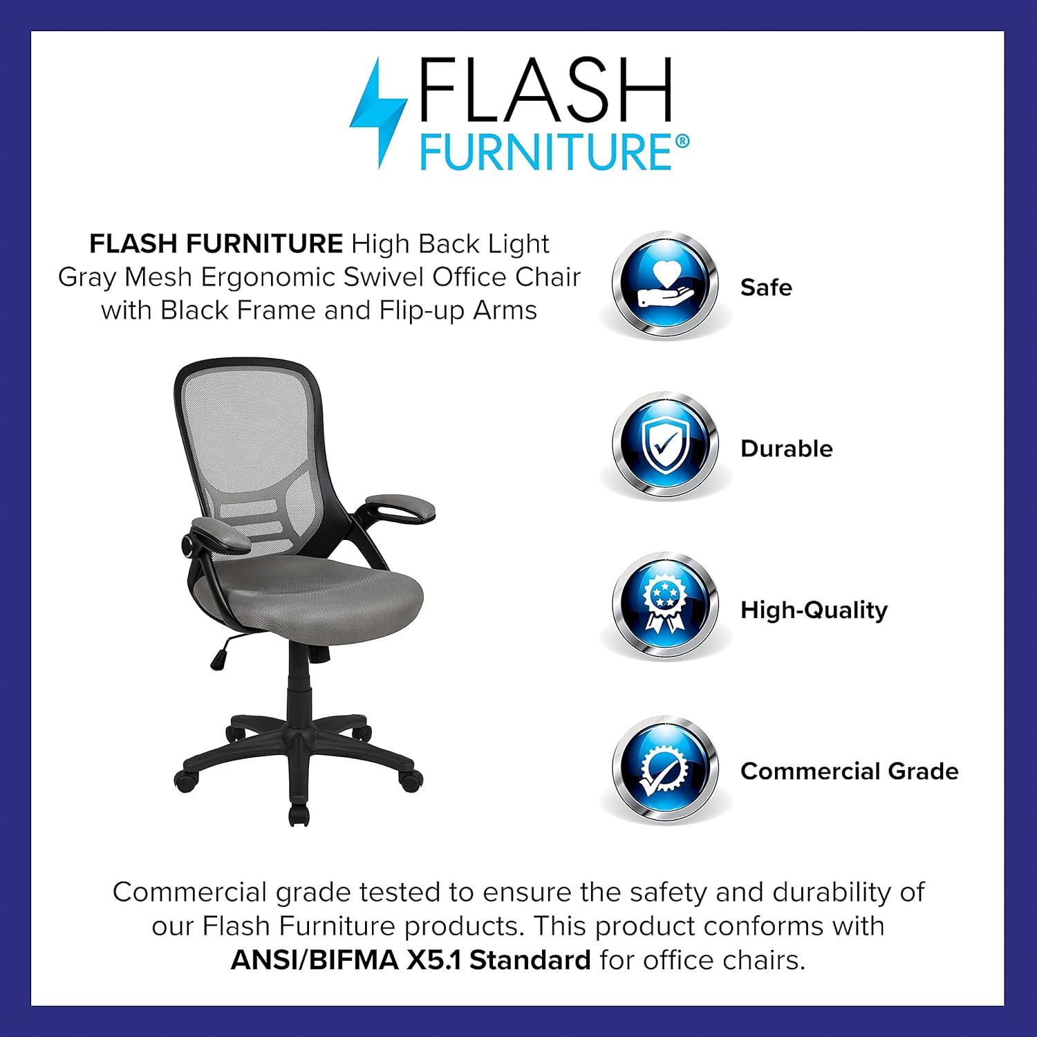 Flash Furniture High Back Mesh Ergonomic Swivel Office Chair with Flip-up Arms