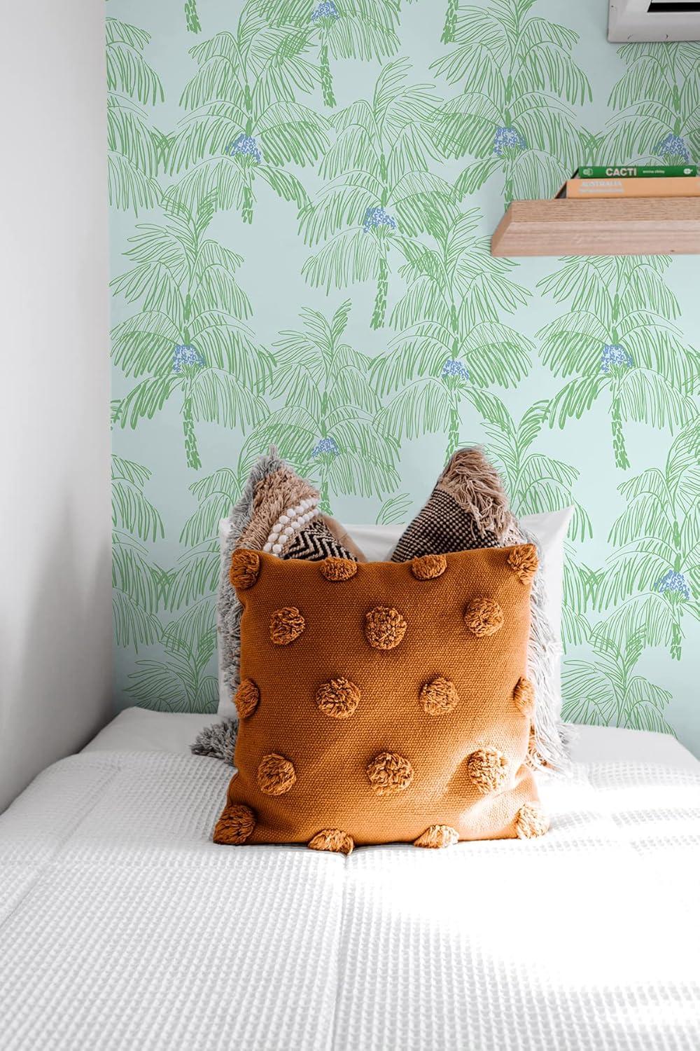 NextWall  Palm Beach Peel and Stick Wallpaper Baby Blue & Seafoam