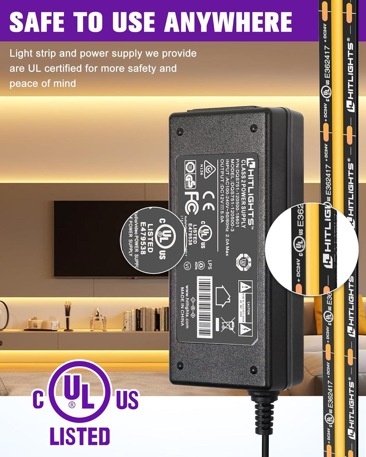 16.4ft Warm White LED Strip Light Kit with Remote