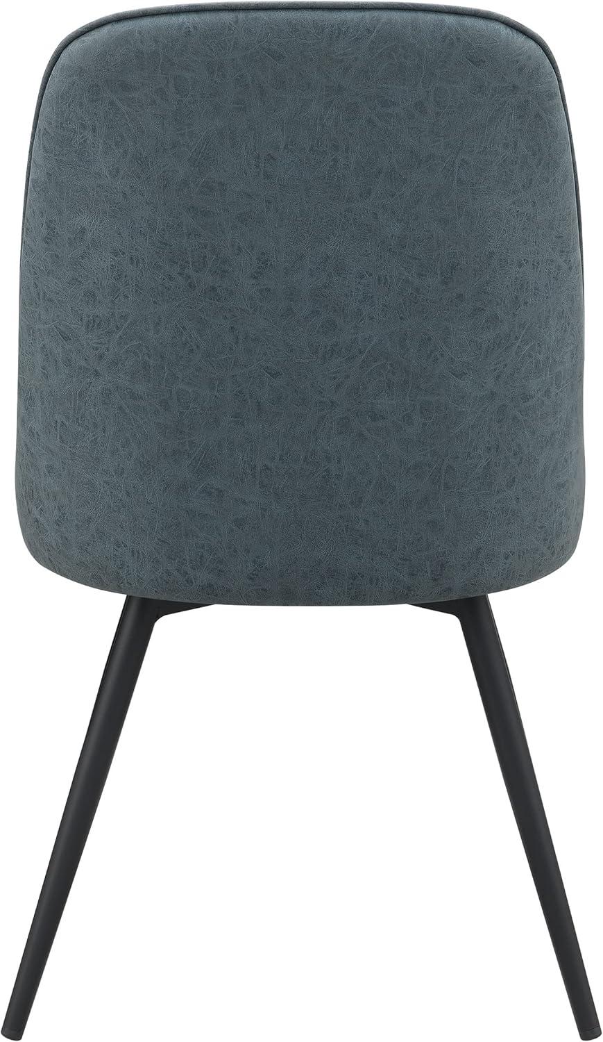 Penton Swivel Chair 2-Pack in Navy Faux Leather with Black Legs