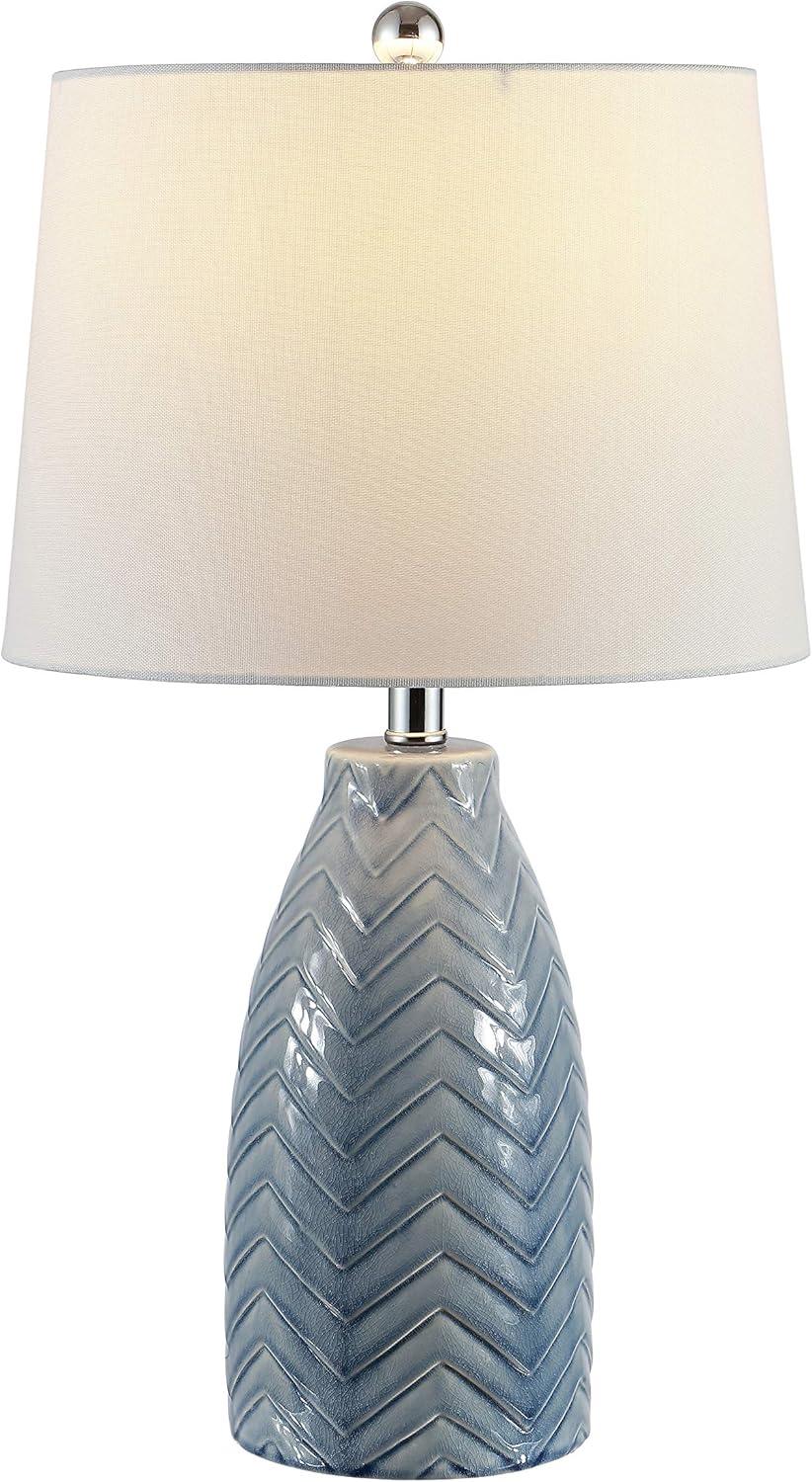 Chevron Striped Grey Ceramic 16" Table Lamp