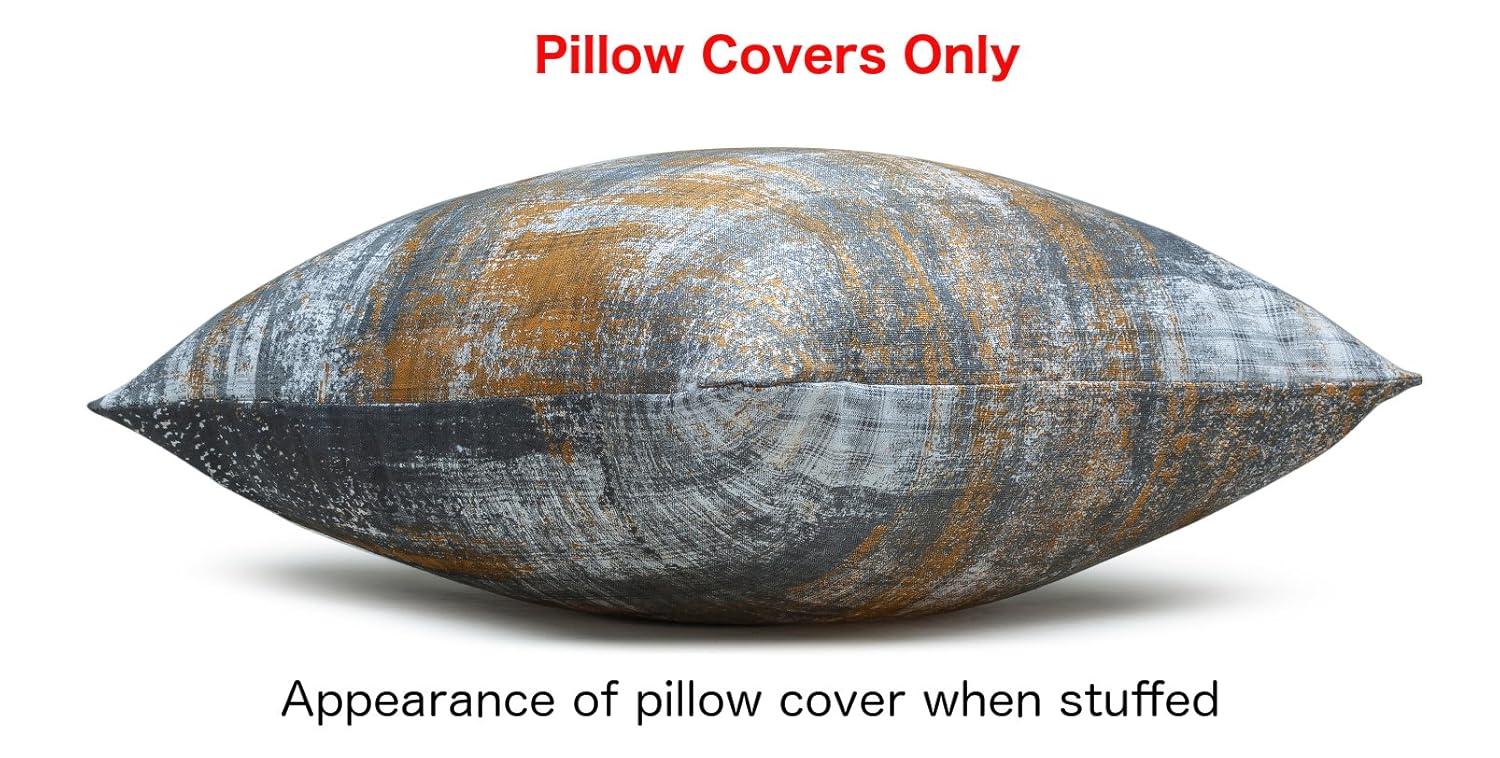 TreeWool (Pack of 2) Brush Art Accent Decorative Square Cotton Throw Pillow Covers (22 x 22 inches, Navy Blue)