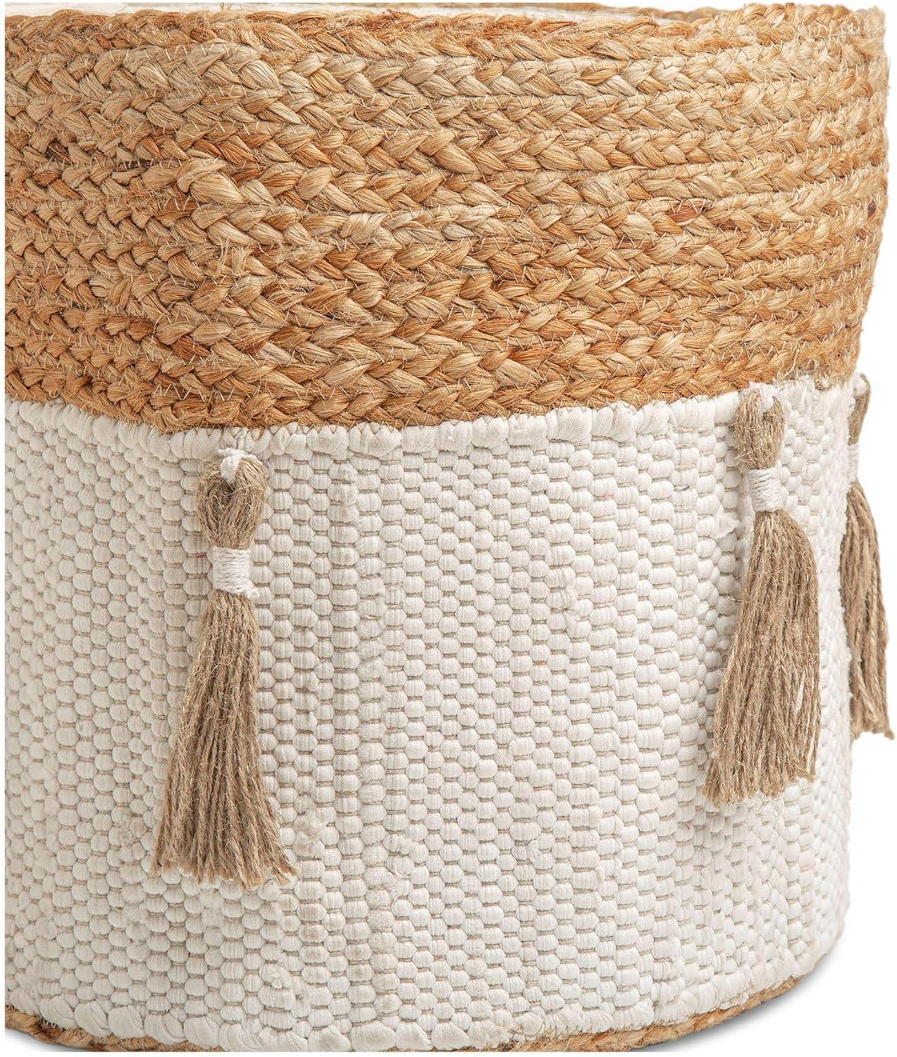 Crane Baby Cotton Canvas Storage Bin - Cotton and Jute Tassel