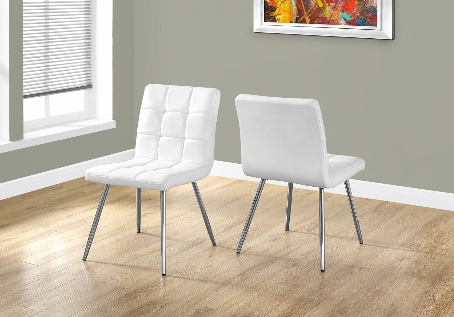 Dining Chair Set Of 2 Side Upholstered Kitchen Pu Leather Look White