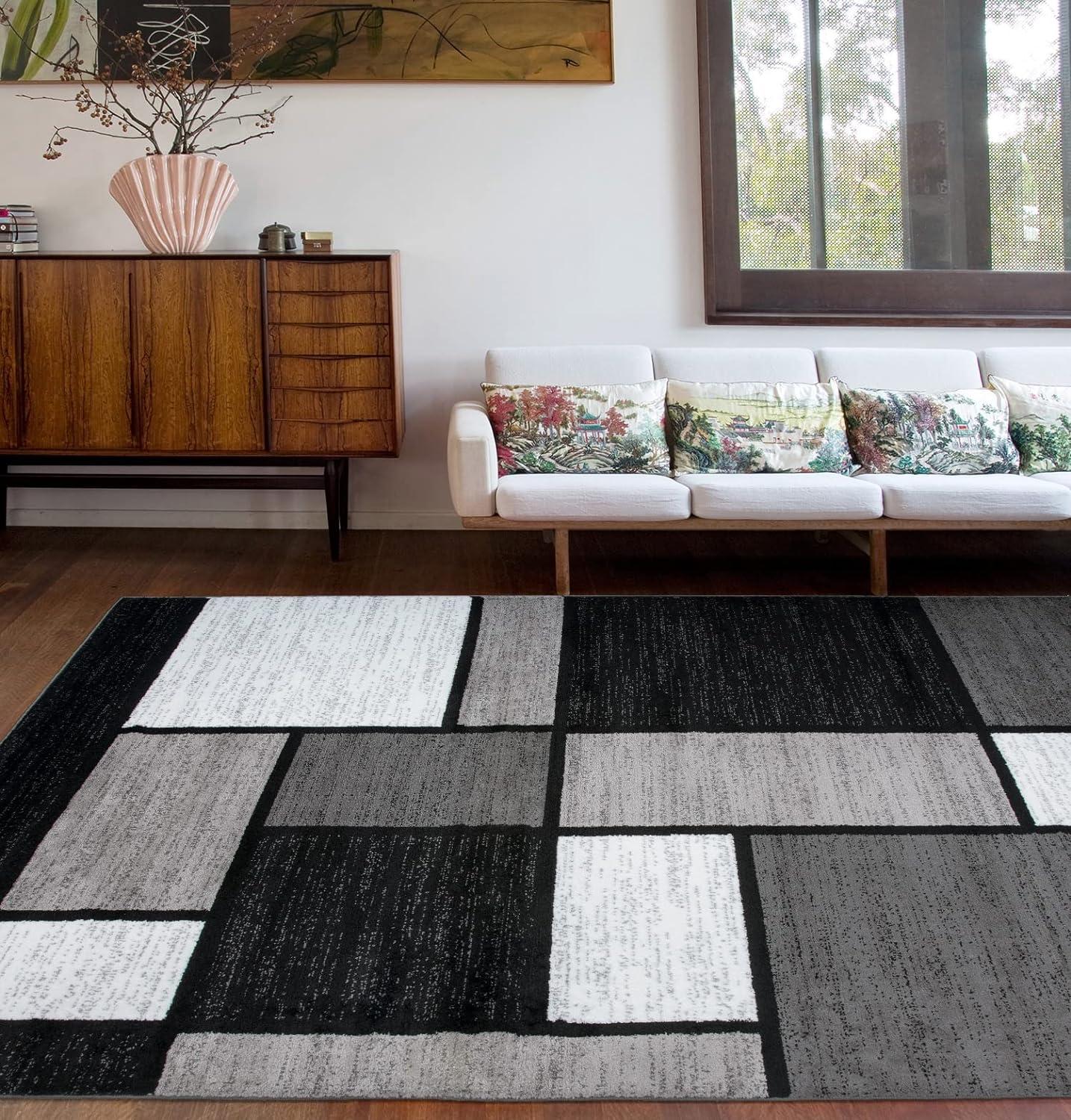 World Rug Gallery Contemporary Modern Boxed Color Block Area Rug