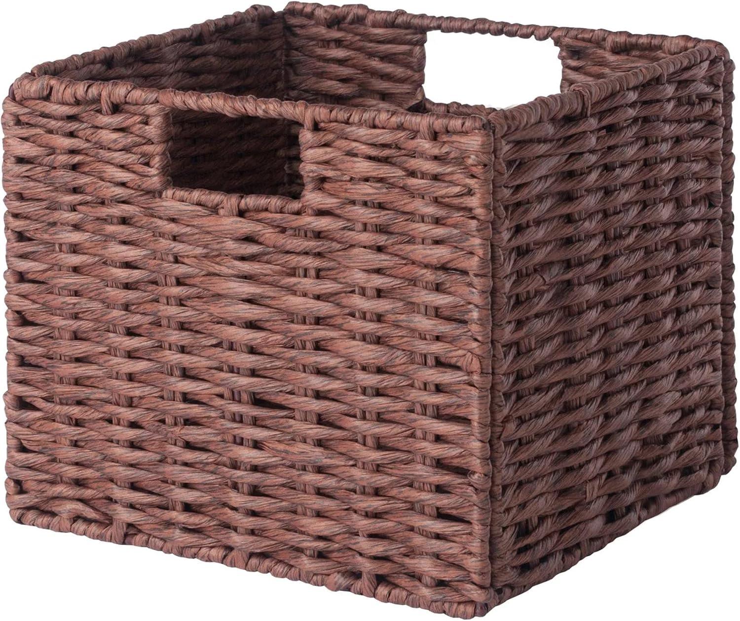 Ergode Tessa 2-Pc Woven Rope Basket Set, Foldable, Walnut