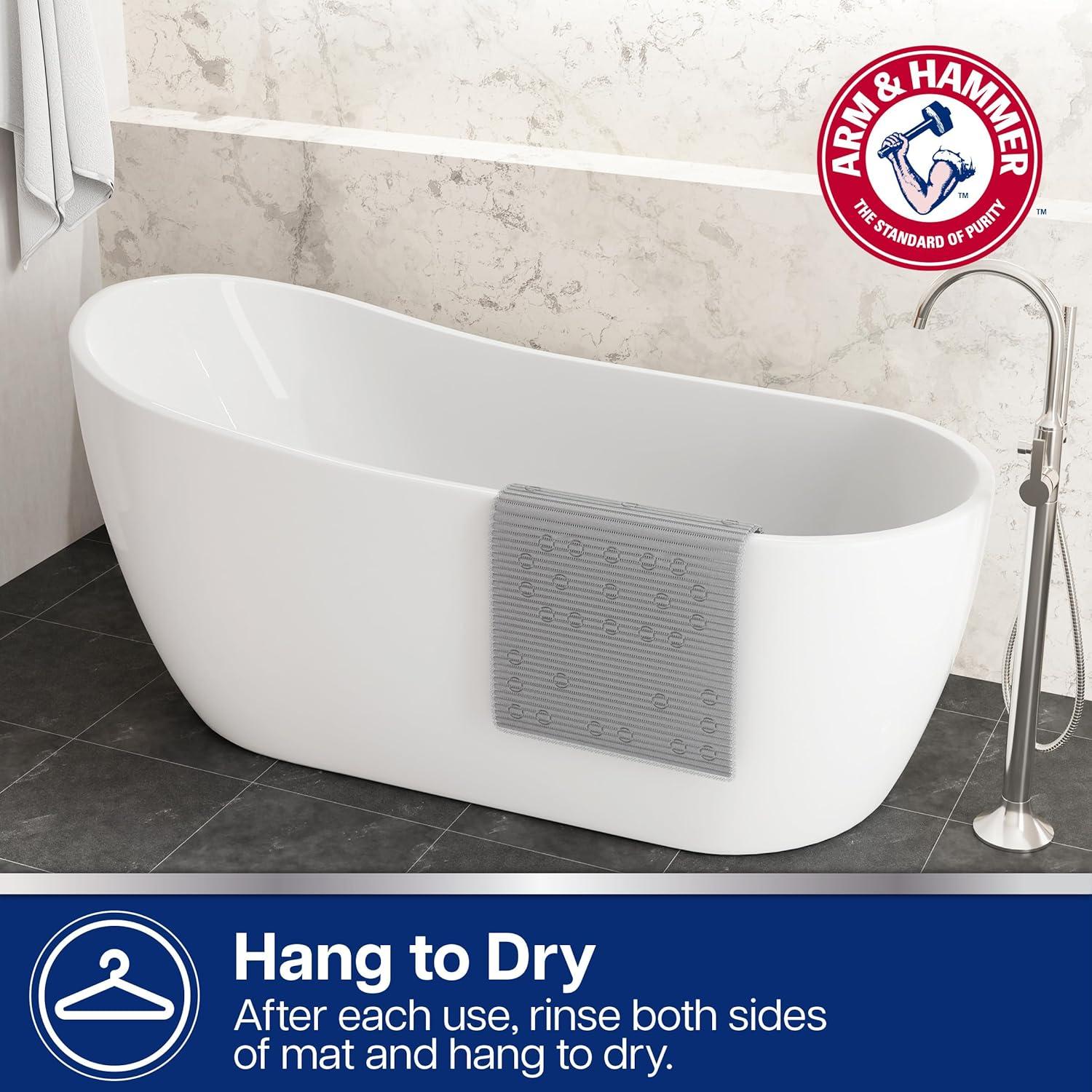 Arm & Hammer Comfort Touch Performance Foam Non-Slip Bath Mat for Showers and Tubs, 17 x 40, Grey