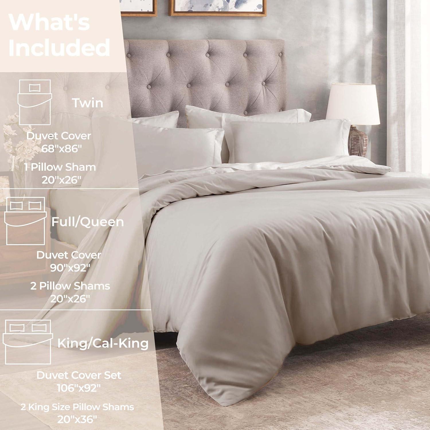 Superior Egyptian Cotton 300 Thread Count Duvet Cover Set, Twin, Light Grey