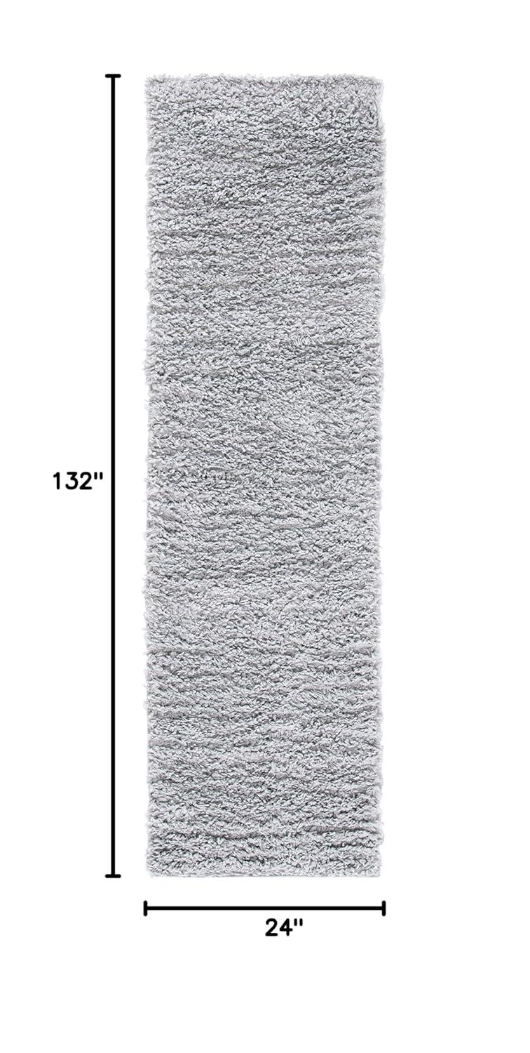 SAFAVIEH August Sophia Solid Plush Shag Area Rug, Silver, 2' x 11'