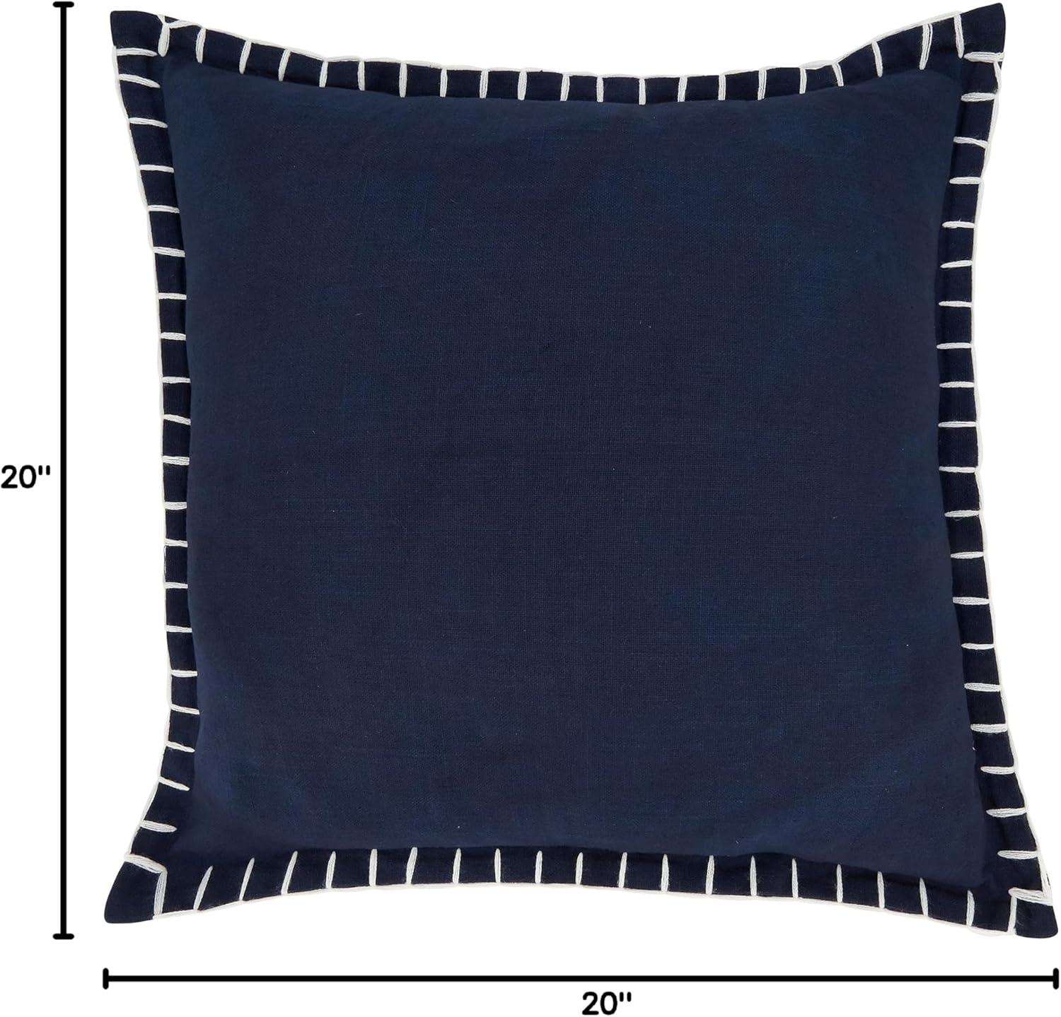 Navy Blue Chunky Whip Stitch Square Throw Pillow