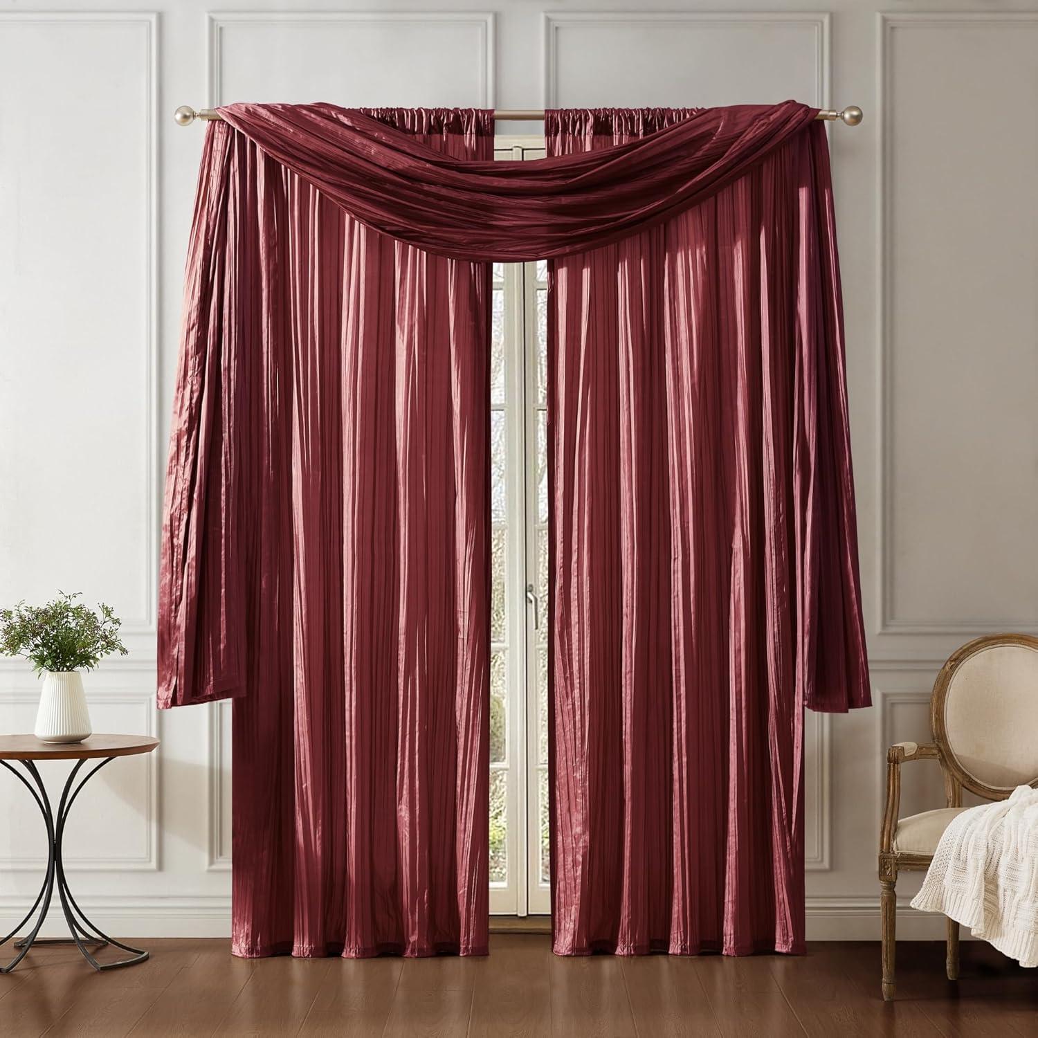 Elrene Athena Faux Silk Window Curtain and Scarf Set - Elrene Home Fashions