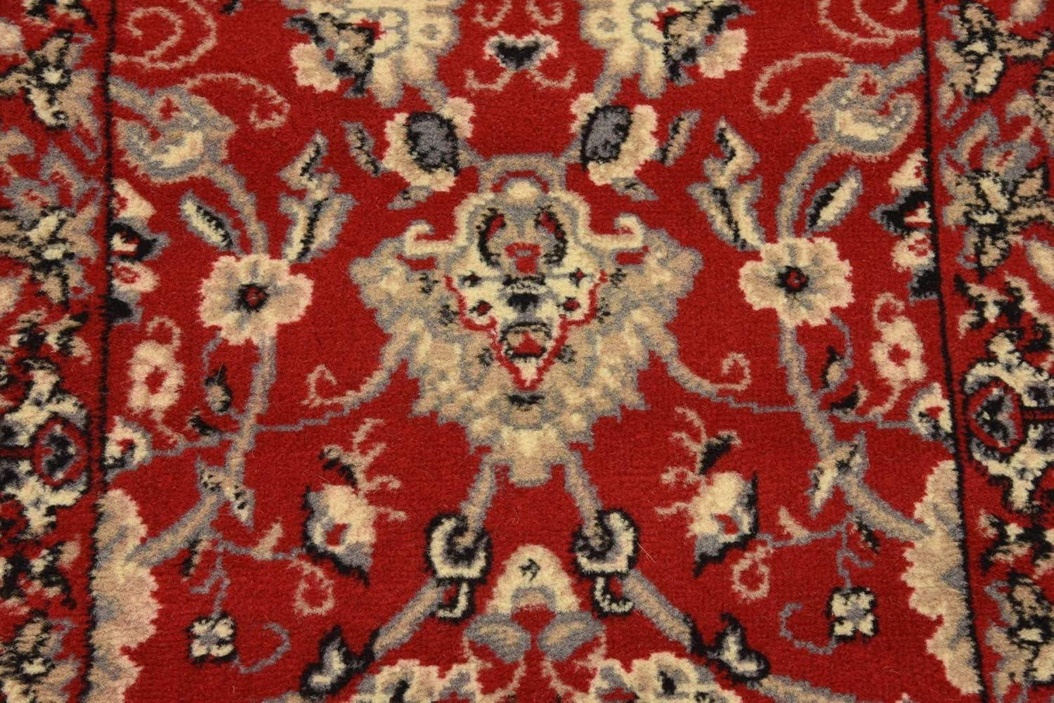 Unique Loom Sialk Hill Collection Area Rug - Washington (2' 2" x 8' 2" Runner Red/Black) Floral Traditional Perfect For Living Room Bed Room Dining Room Office