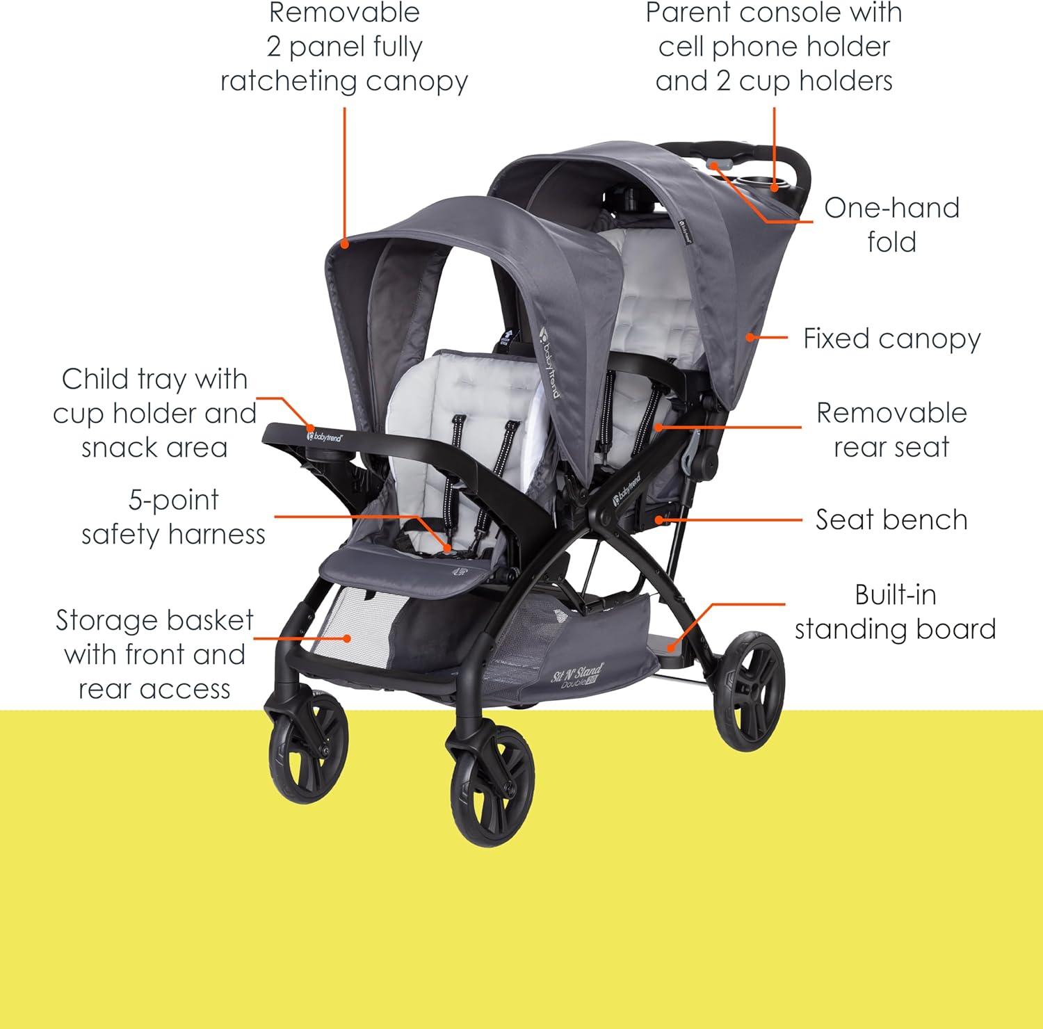 Baby Trend Sit N Stand Double 2.0 Stroller - Dash Gray