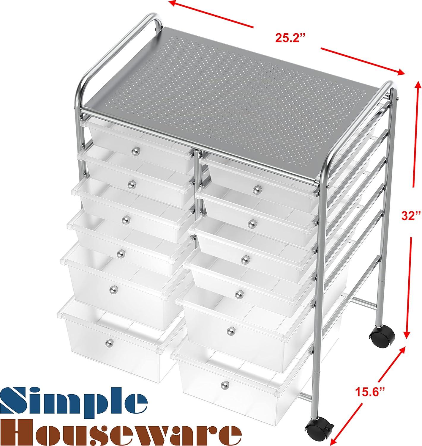 Simple Houseware 12 Drawers Rolling Storage Art Craft Organizer, Chrome