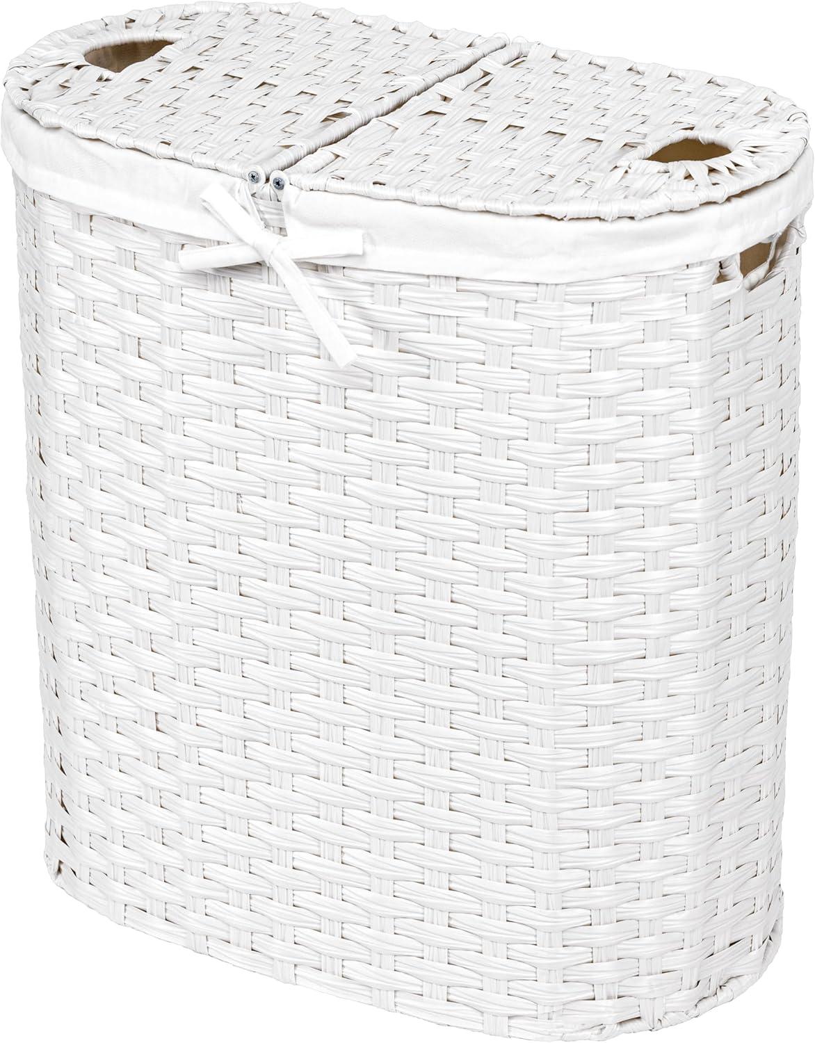 Handwoven Double Lidded Oval Hamper Sorter