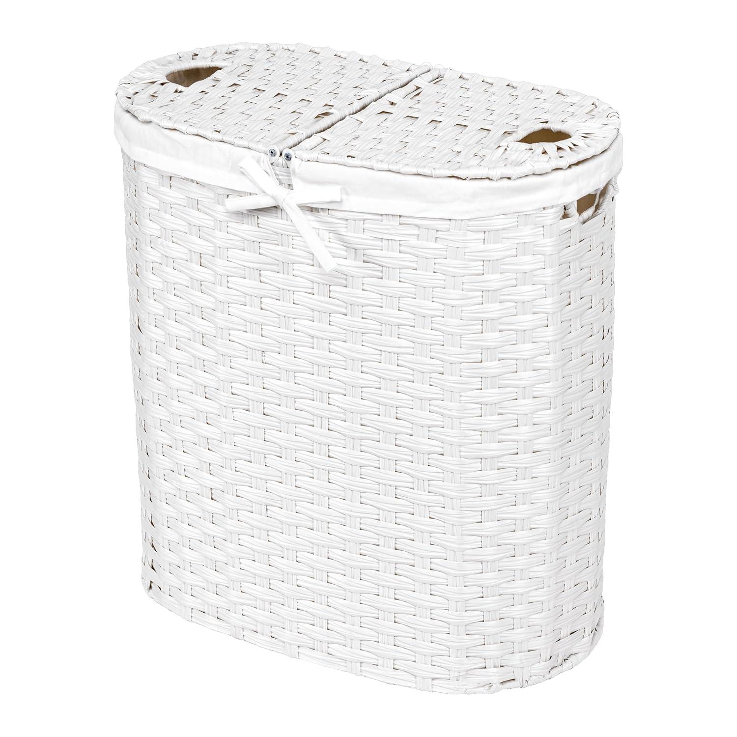 Handwoven Double Lidded Oval Hamper Sorter