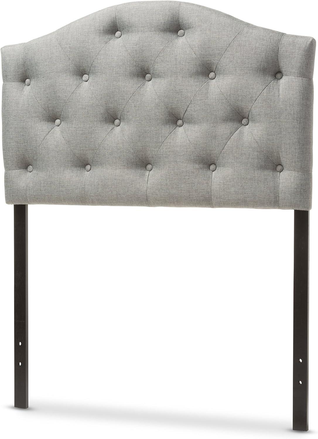 Baxton Studio Myra Modern and Contemporary Queen Size Light Beige Fabric Upholstered Button-tufted Scalloped