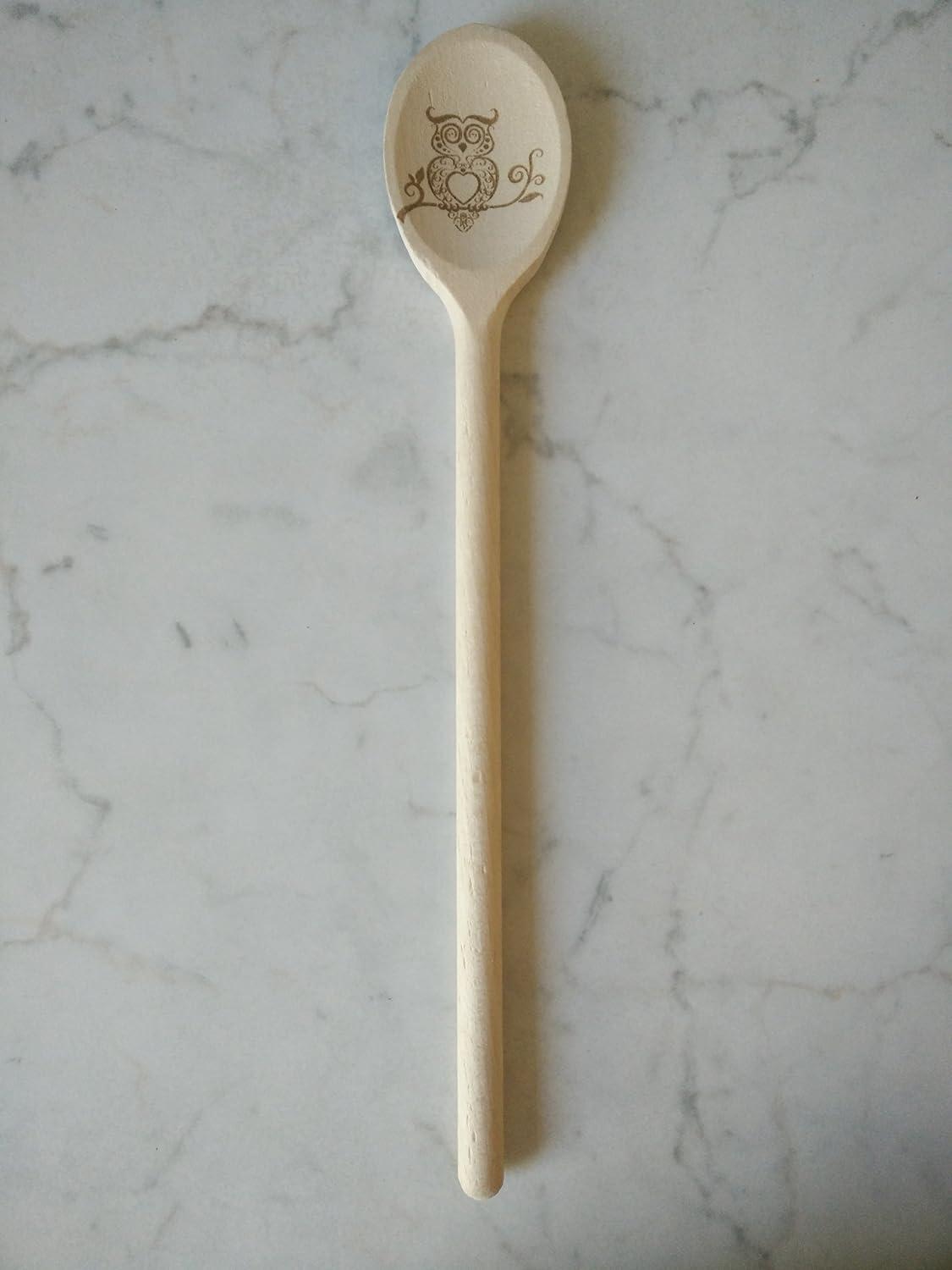 Mr.Woodware 12 Inch Wooden Spoons for Cooking - Set of 12 Long Handle Oval Wooden Spoon for Mixing, Stirring, Tasting - Kitchen Wooden Utensils For Cooking and Crafts, Personalized Wood Burning