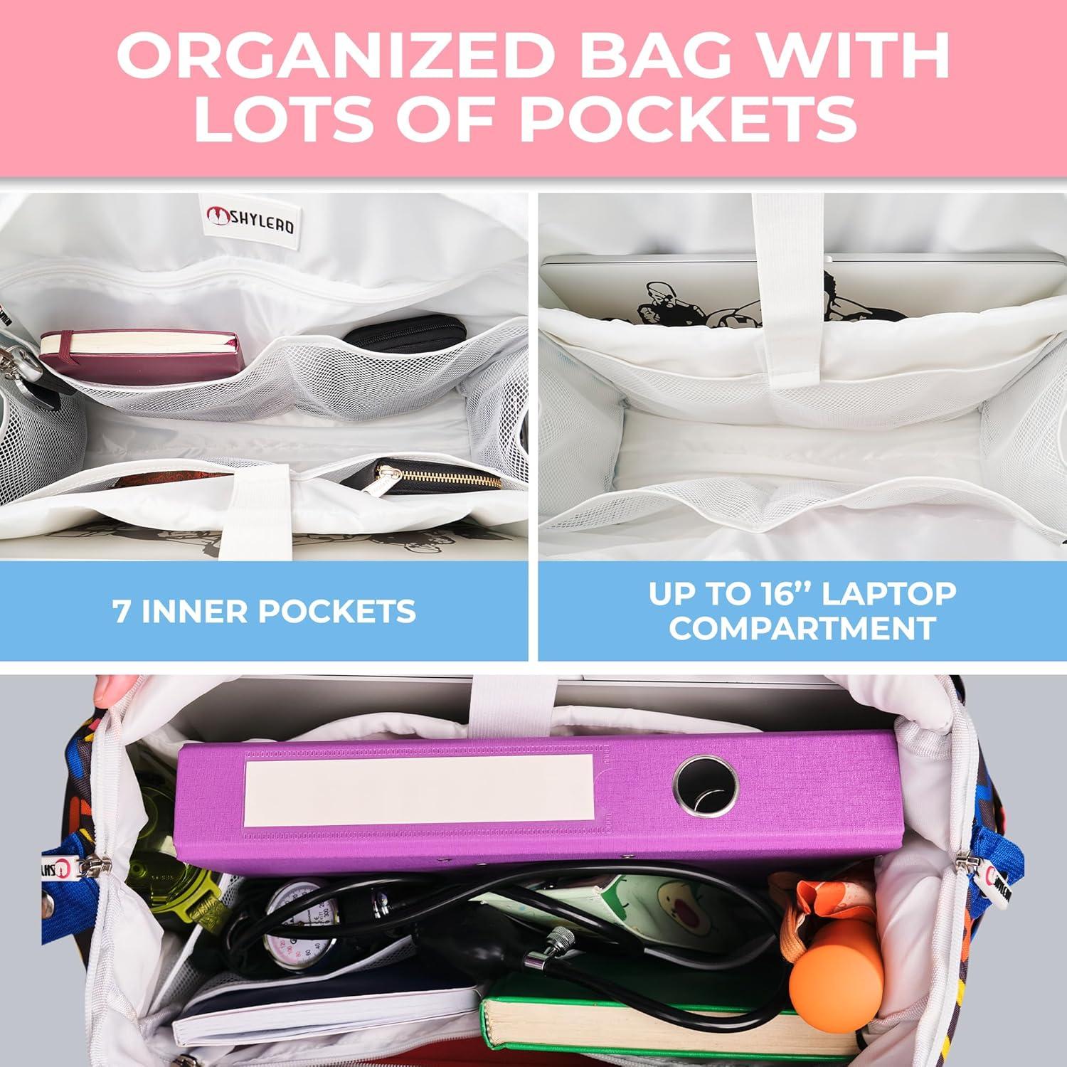 SHYLERO Nurse Bag with 21 Pockets - Big, Waterproof Medical Utility Tote for Daily Use