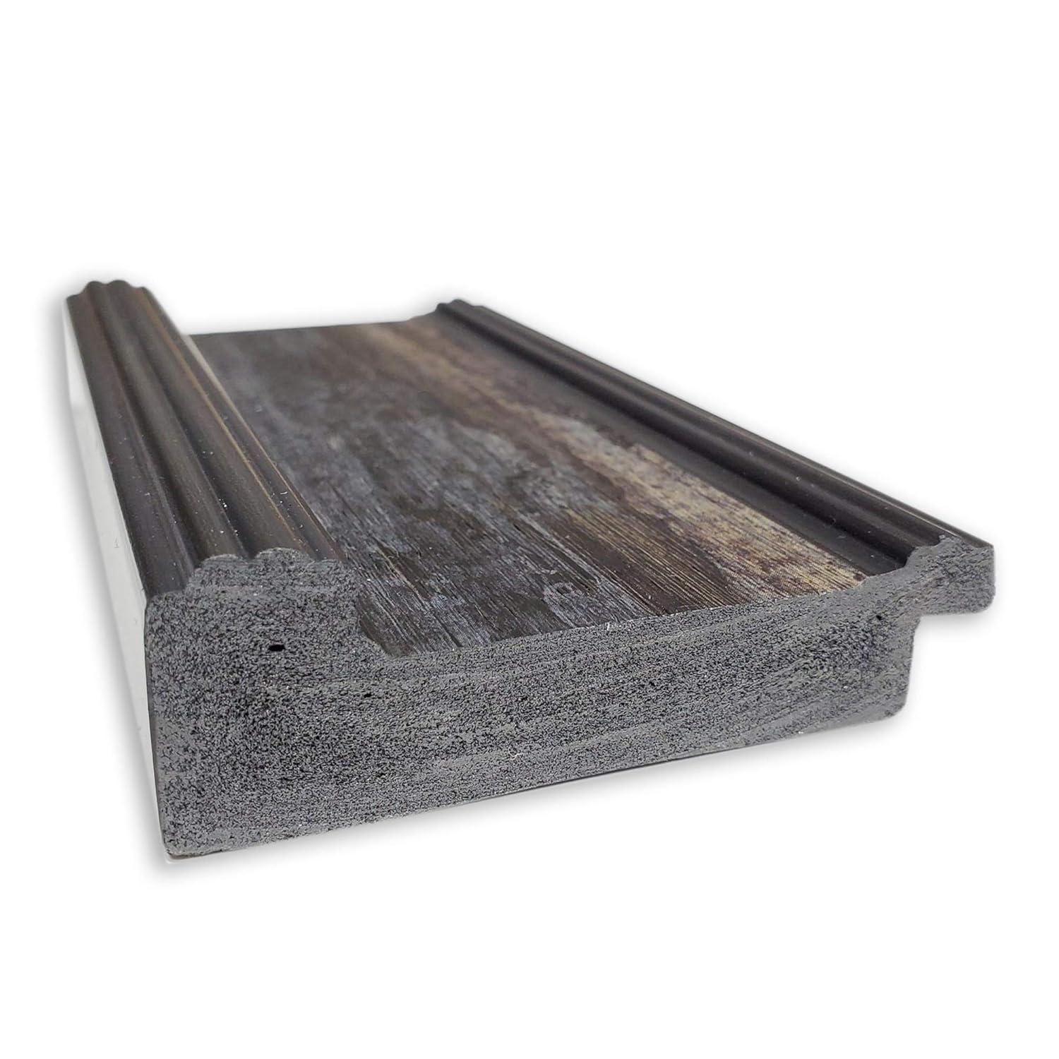 34" x 28" Non-Beveled Rail Rustic Char Wall Mirror - Amanti Art: Rectangle, Polystyrene Frame, Wall Mounted
