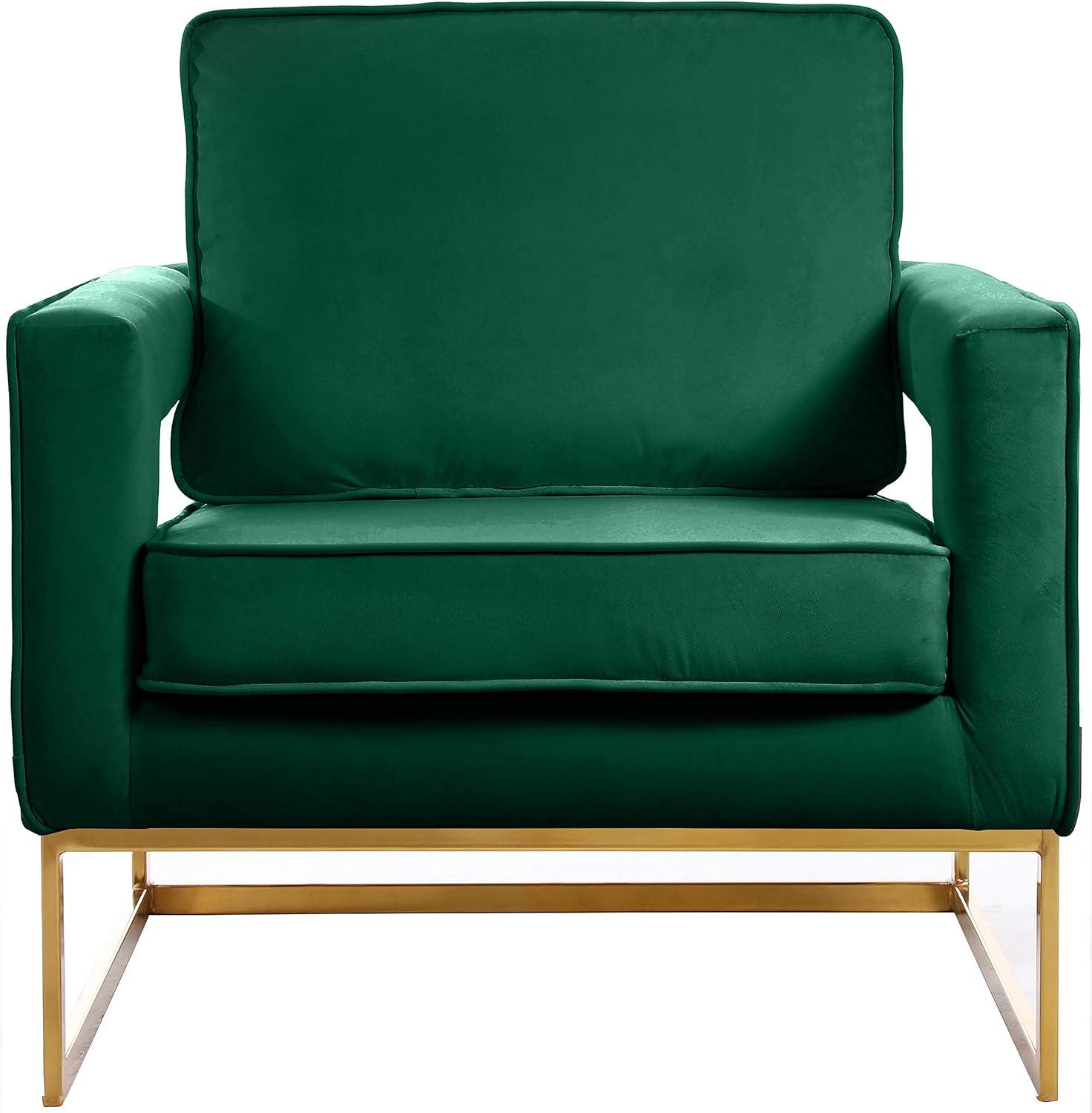 Meridian Furniture Noah Green Velvet Accent Chair with Gold Iron Base