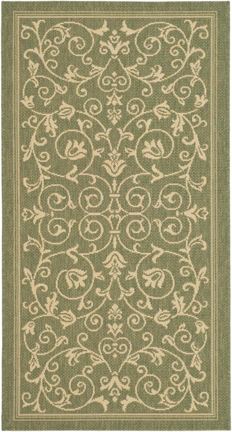 Safavieh Courtyard 6'7" Square Olive Synthetic Outdoor Area Rug