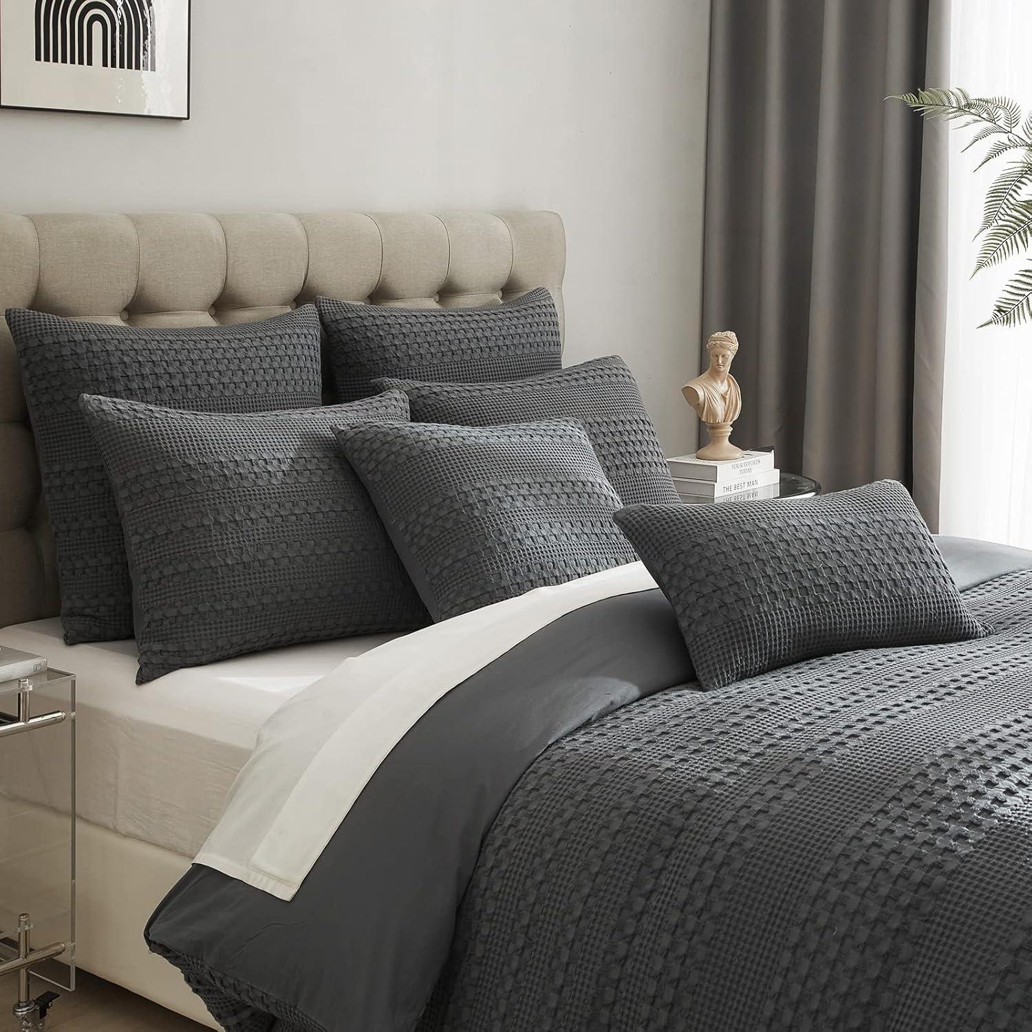 XXZH 100% Cotton Waffle Weave Euro Sham Covers, 2 Pack 26" x 26" Pillow Covers for Elegant Home Decorative, No Insert, Decorative Euro Throw Pillow Covers for Bed Couch Sofa, Oatmeal