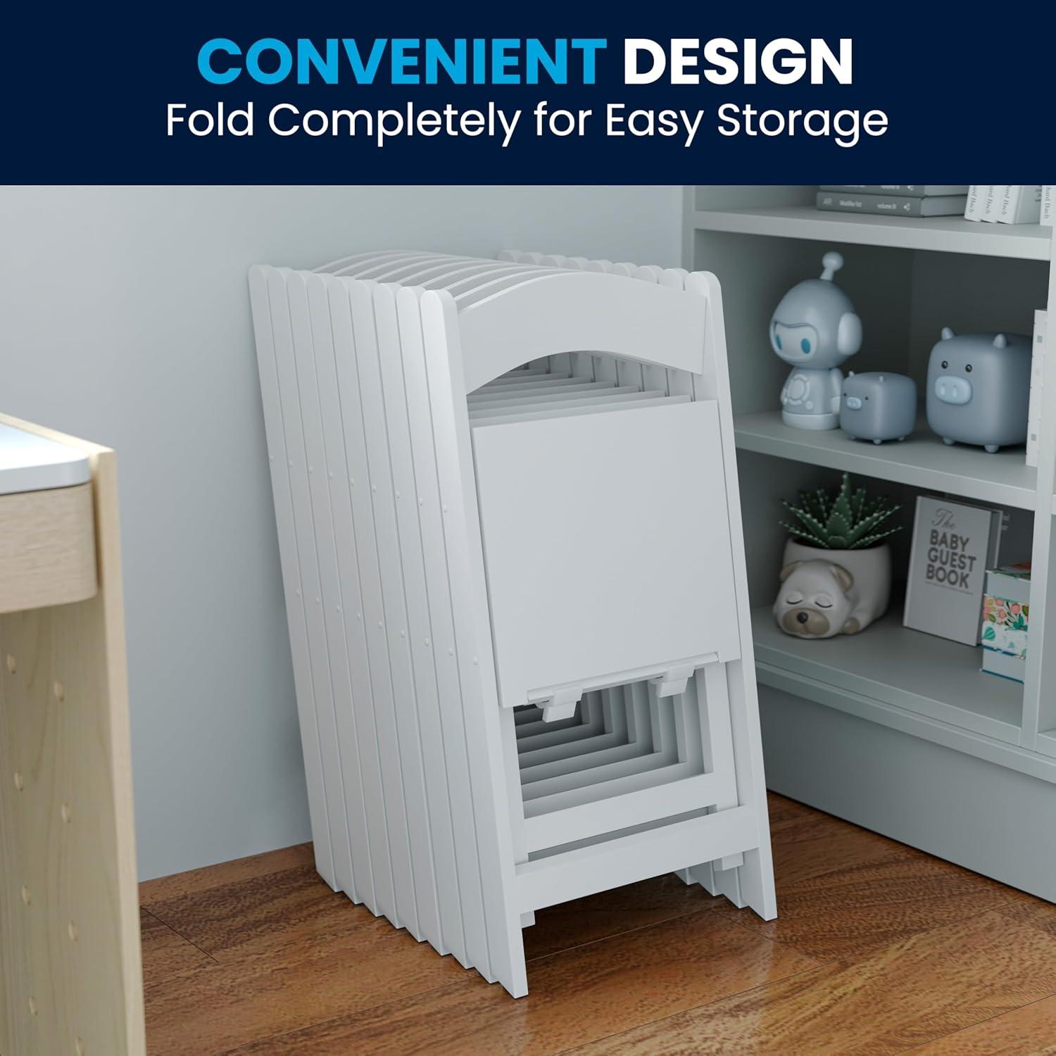 Flash Furniture Kids Folding Chairs with Padded Seats | Set of 2 White Resin Folding Chair with Vinyl Padded Seat for Kids