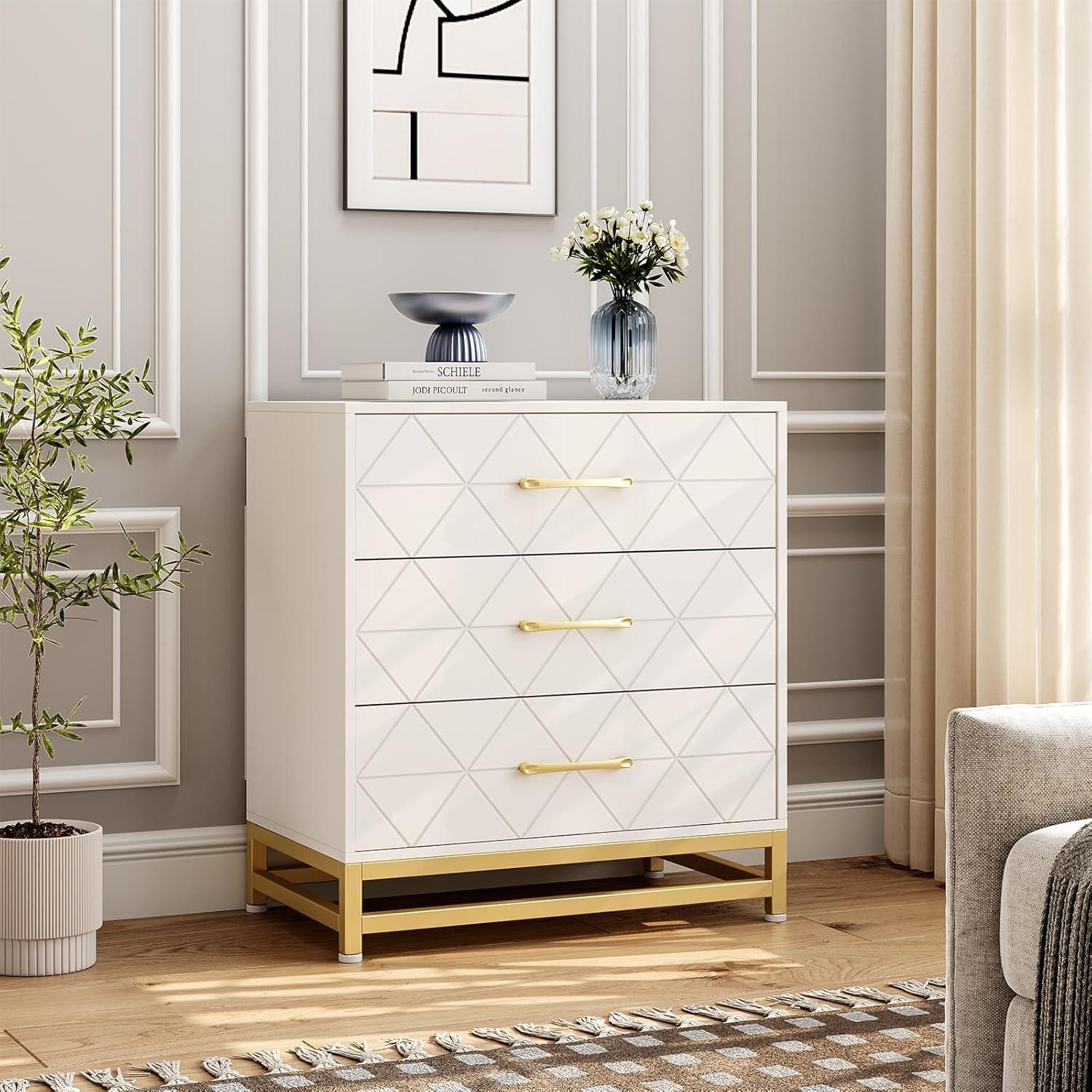 Garvee Dresser for Bedroom with 6 Drawer, Wood Dressers Chest of Drawers with Wide Drawers and Metal Handles for Living Room Hallway Entryway, White
