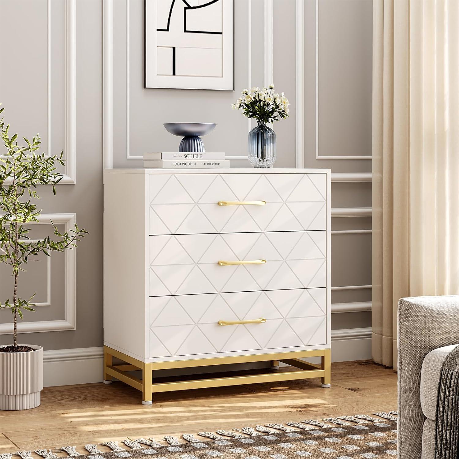 Garvee Dresser for Bedroom with 6 Drawer, Wood Dressers Chest of Drawers with Wide Drawers and Metal Handles for Living Room Hallway Entryway, White