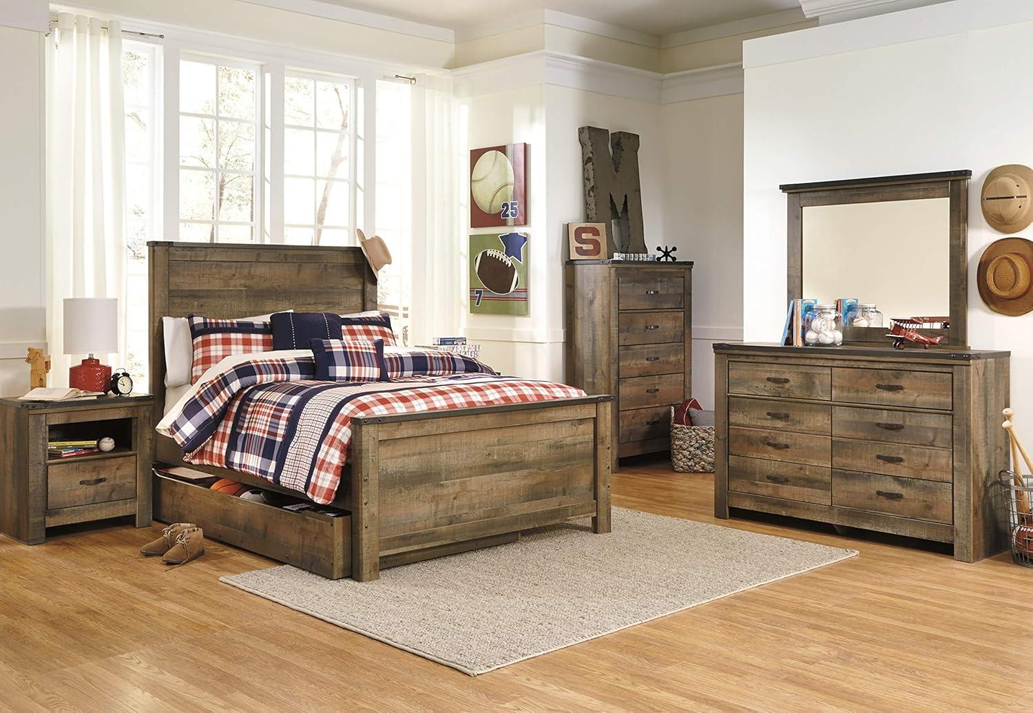 Transitional Brown 5-Drawer Chest with Nailhead Accents