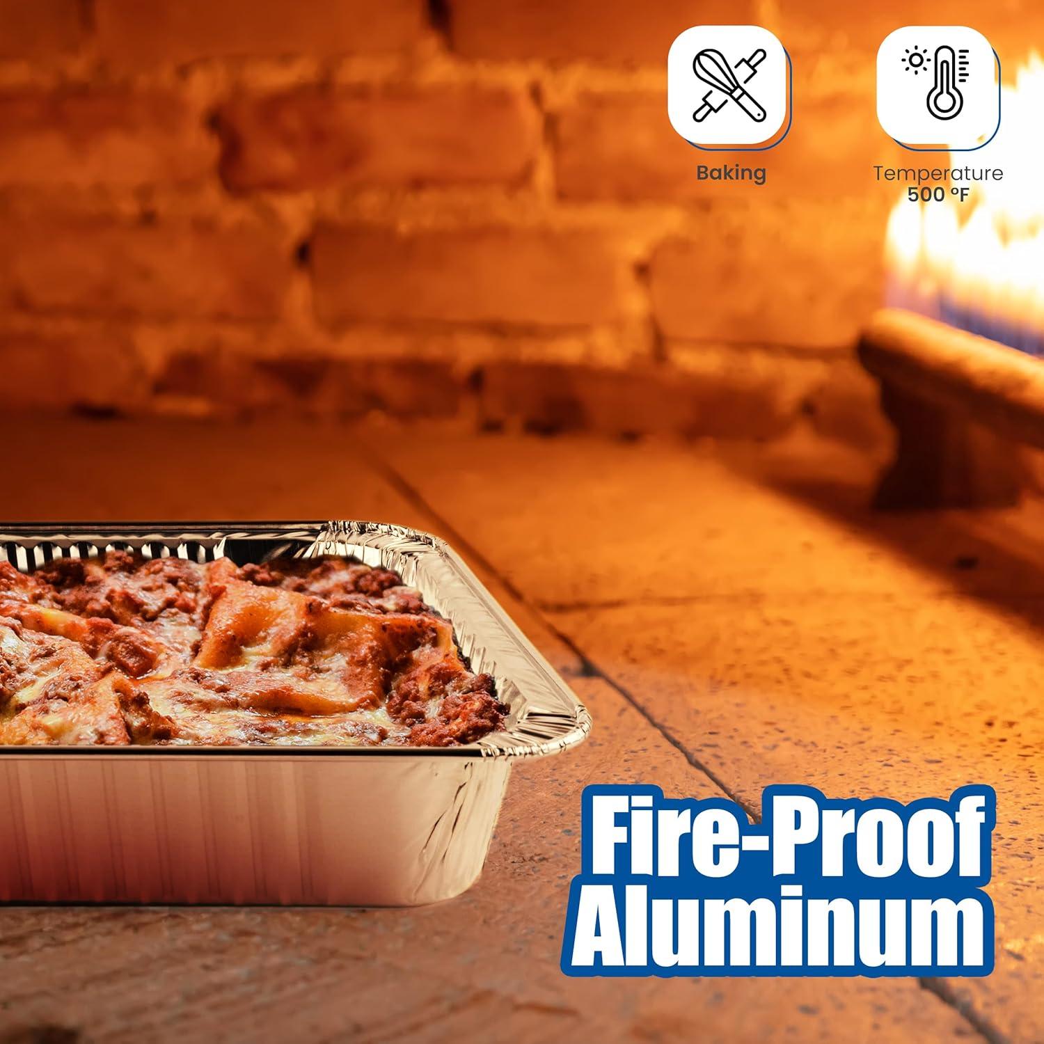 9x13 Aluminum Foil Pans (10 Pack), Disposable Half Size Deep Foil Pans, Cookware, Food Prepping, Large Pans for Baking, Reheating, Grilling