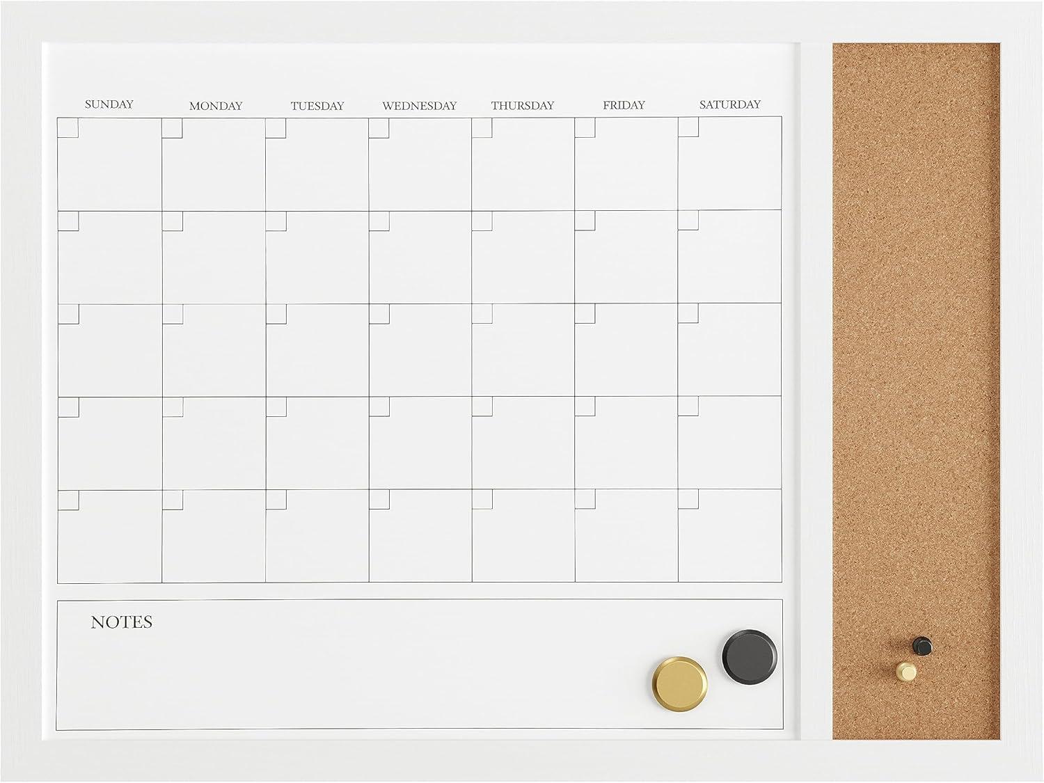 Thomas Martha Stewart Magnetic Dry Erase Monthly Calendar and Cork Board Combo with Included Marker, Magnets