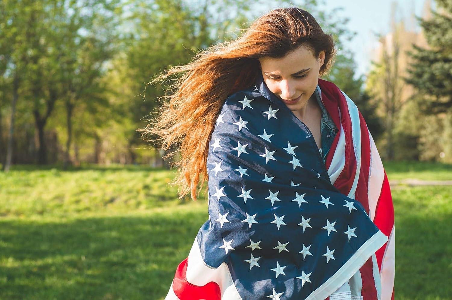 American Flag 6x10 ft: Long Lasting US Flag, Heavy Duty Nylon, Embroidered Stars, Sewn Stripes, Brass Grommets, UV Protection Perfect for Outdoors! USA Flag