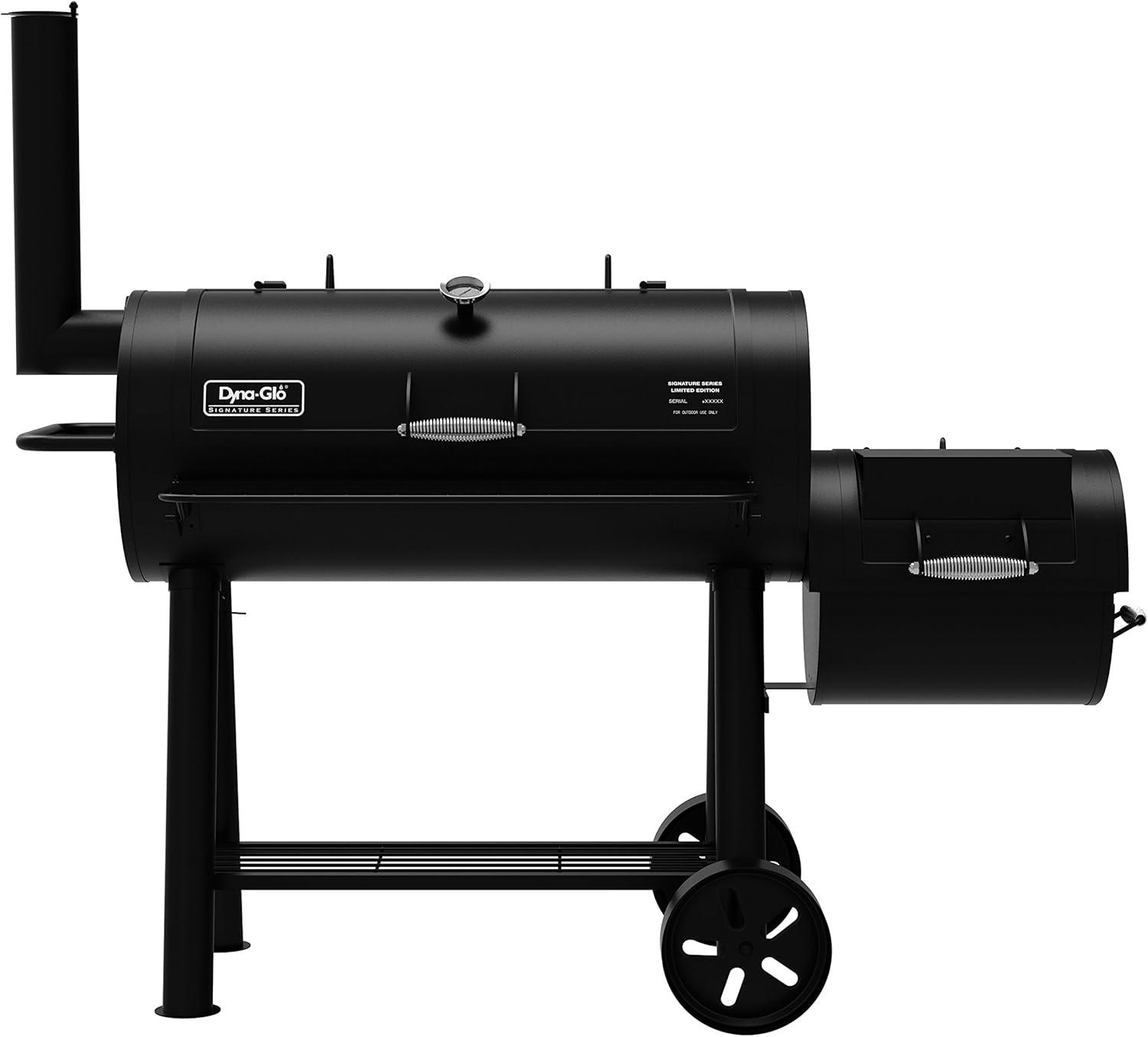 Black Steel Built-In Charcoal Grill with Smoker