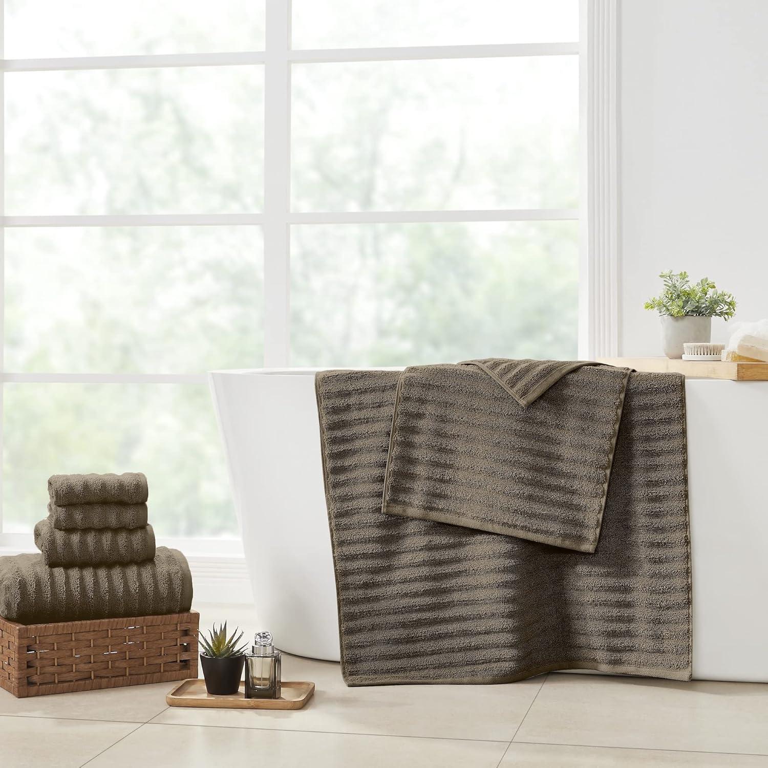 Modern Threads Modern Threads Spa Collection 6-Piece Ultra Soft Quick-Dry 550GSM 100% Combed Cotton Wavy Towel Set