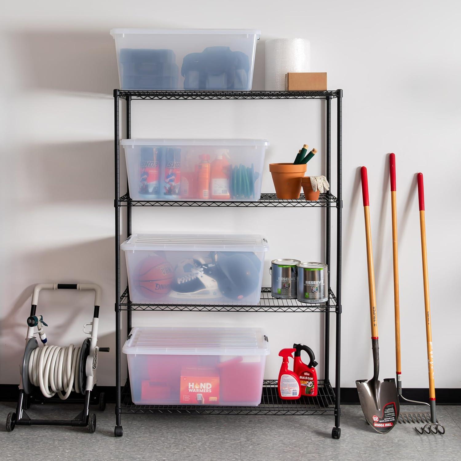 Clear 91 Quart Stackable Plastic Storage Bins with Lids