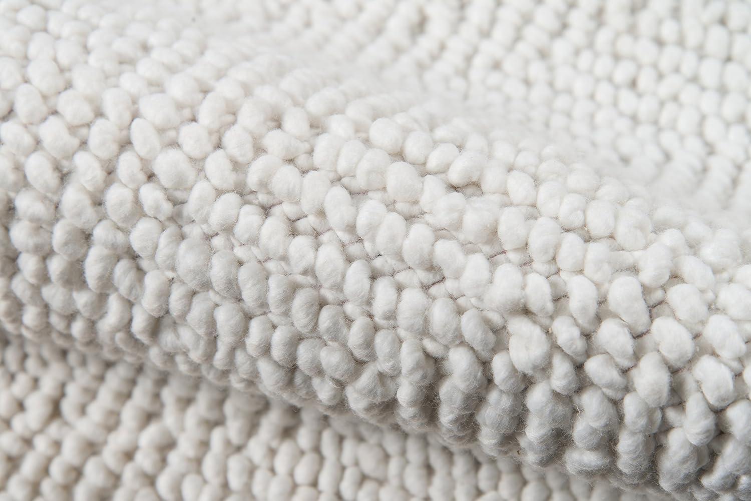 Ivory Herringbone Handwoven Wool & Synthetic 3'9" x 5'9" Rug