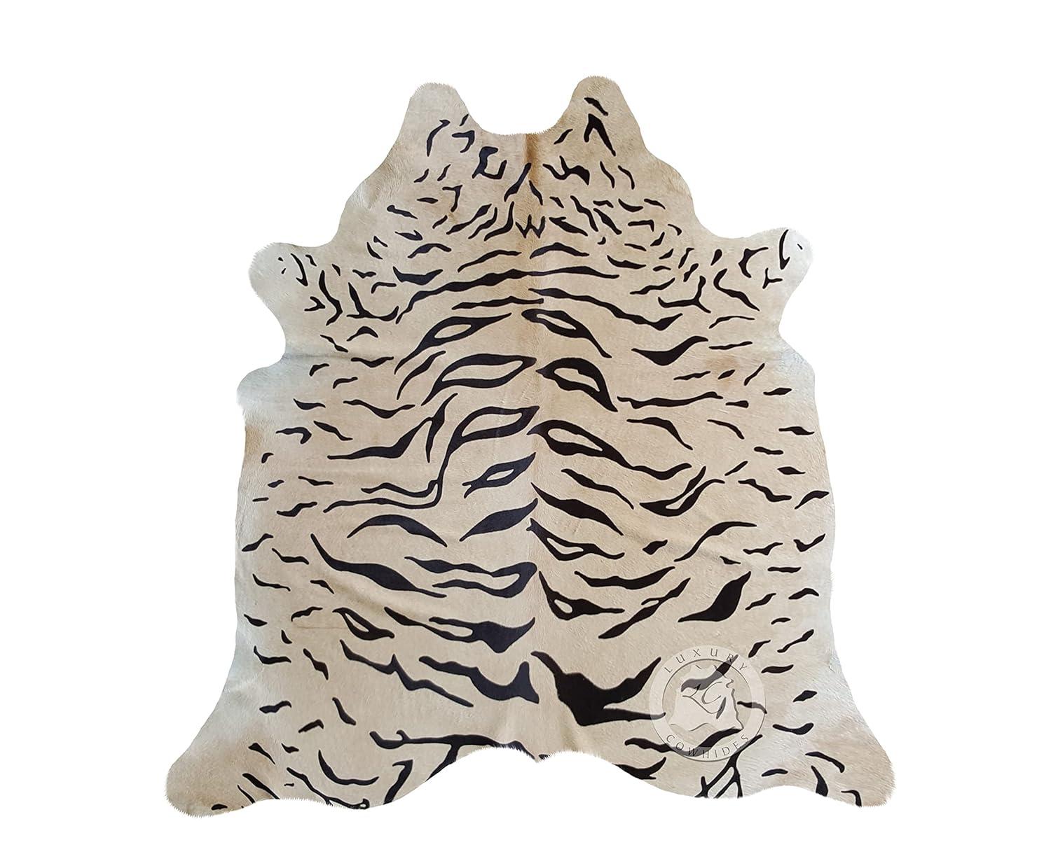 Real Brindle White Belly Cowhide Rug, Size 6x7-8' XXL