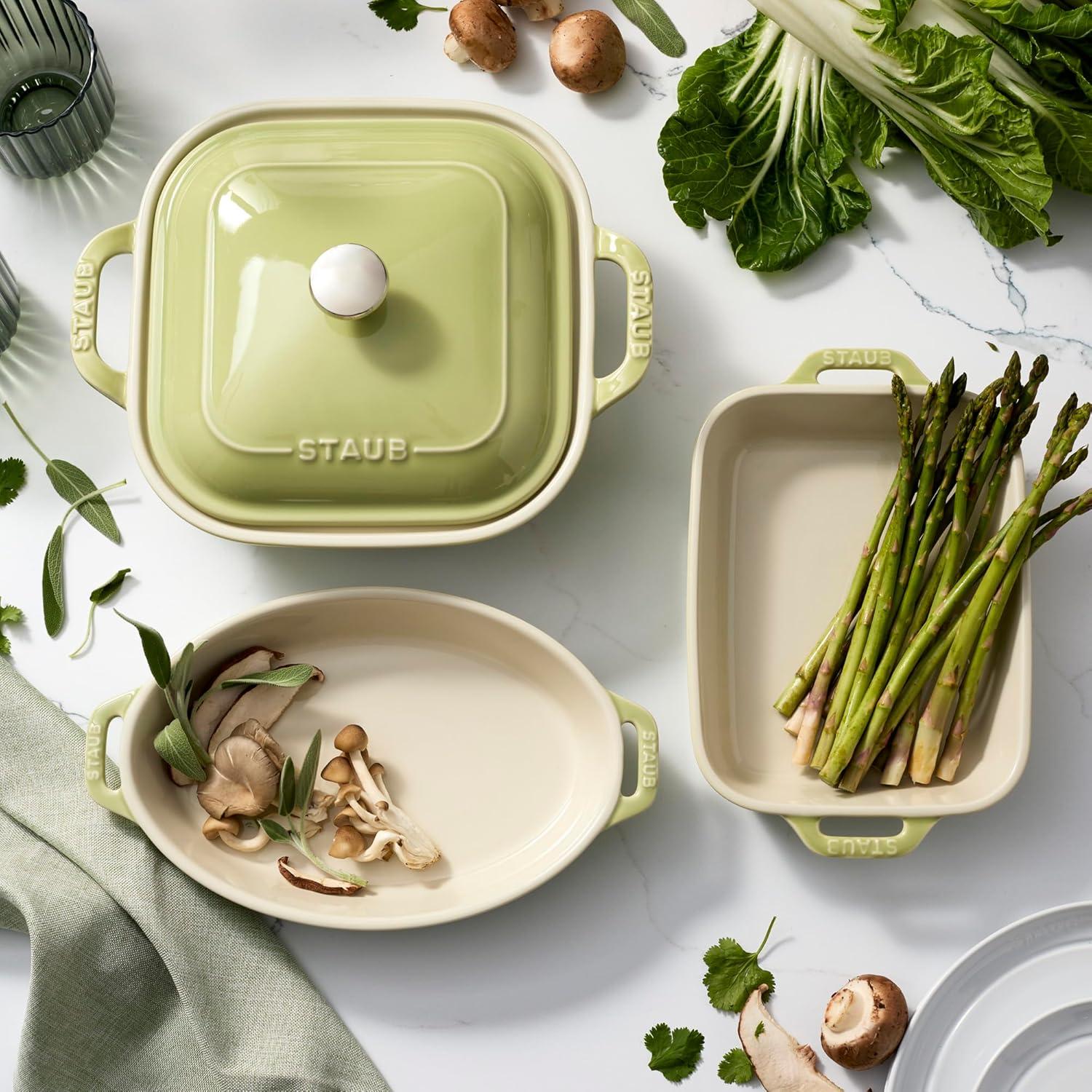 Staub Staub Ceramic 4-Pc Baking Pans Set, Casserole Dish With Lid, Brownie Pan,