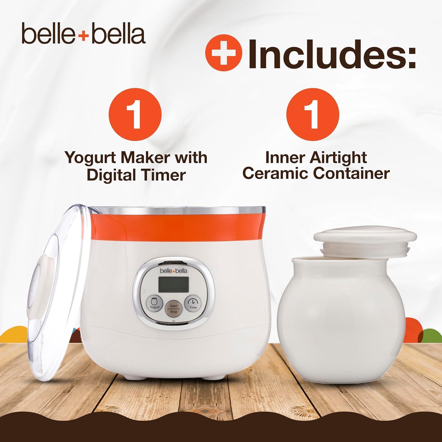 Belle + Bella White and Orange Automatic Yogurt Maker