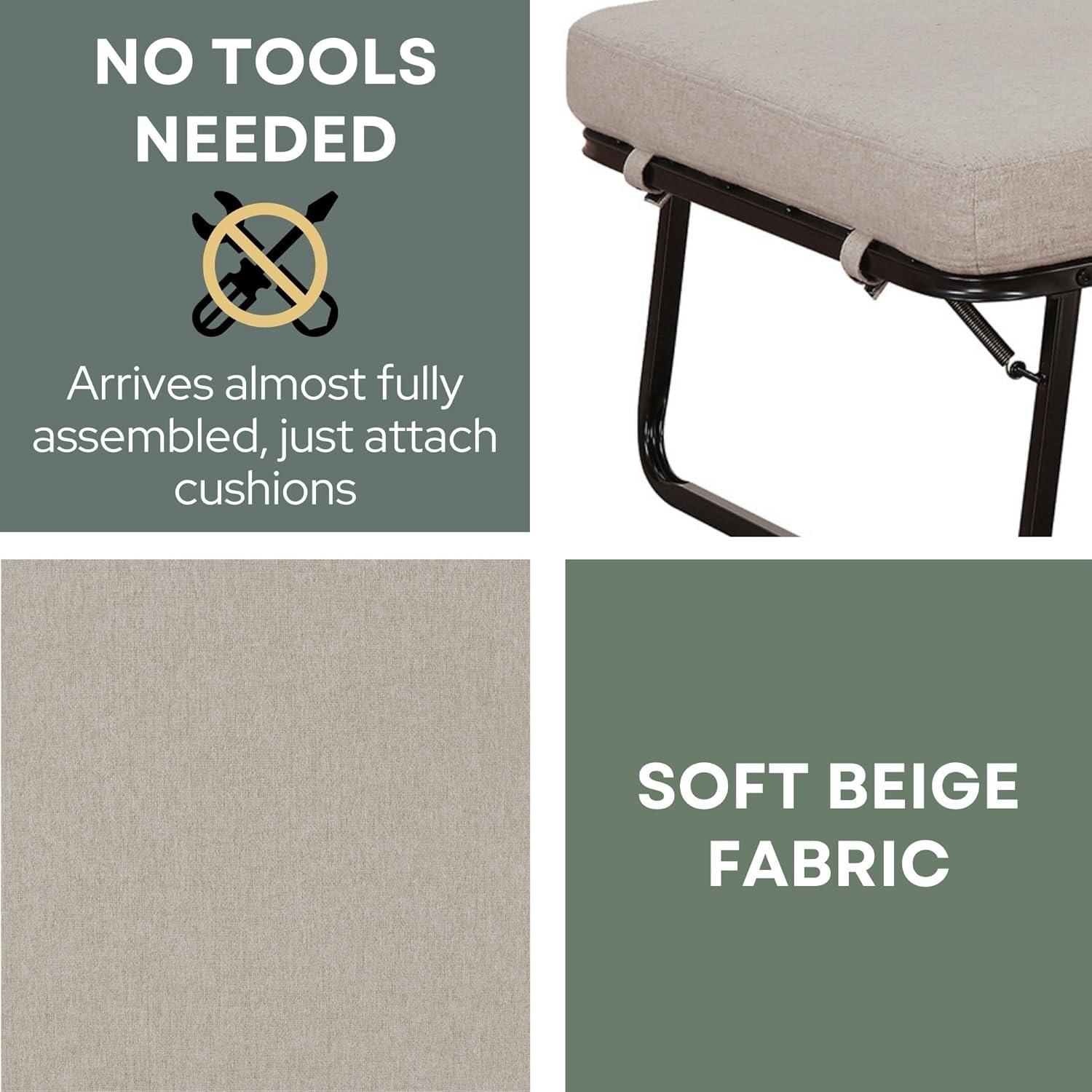 Convenience Concepts Designs4Comfort Folding Bed Ottoman, Soft Beige Fabric
