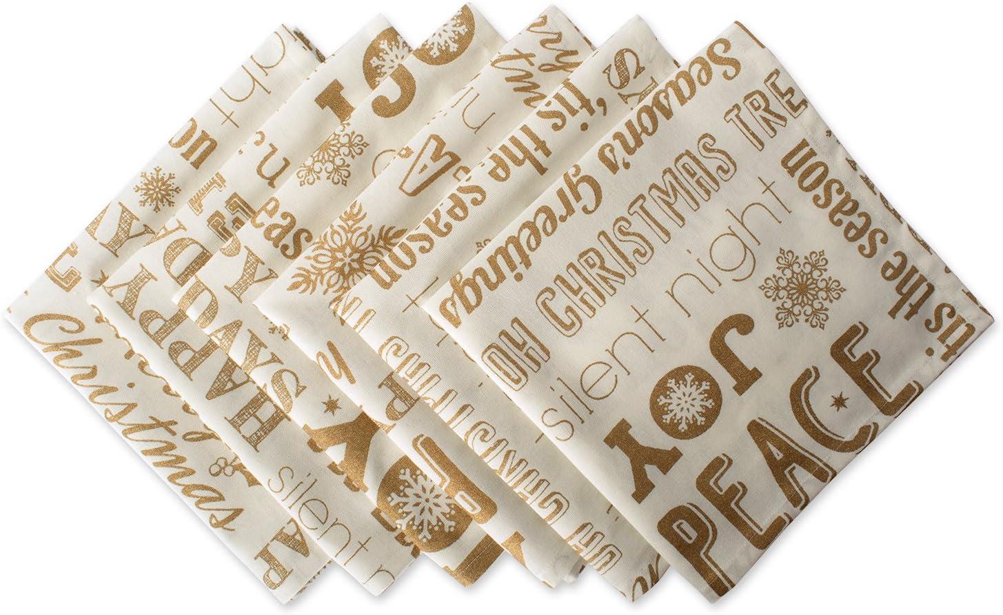 Design Imports Holiday Tabletop Kitchen Set, Set of 6 Napkins & 1 Table Runner, 100% Cotton, Multiple Patterns