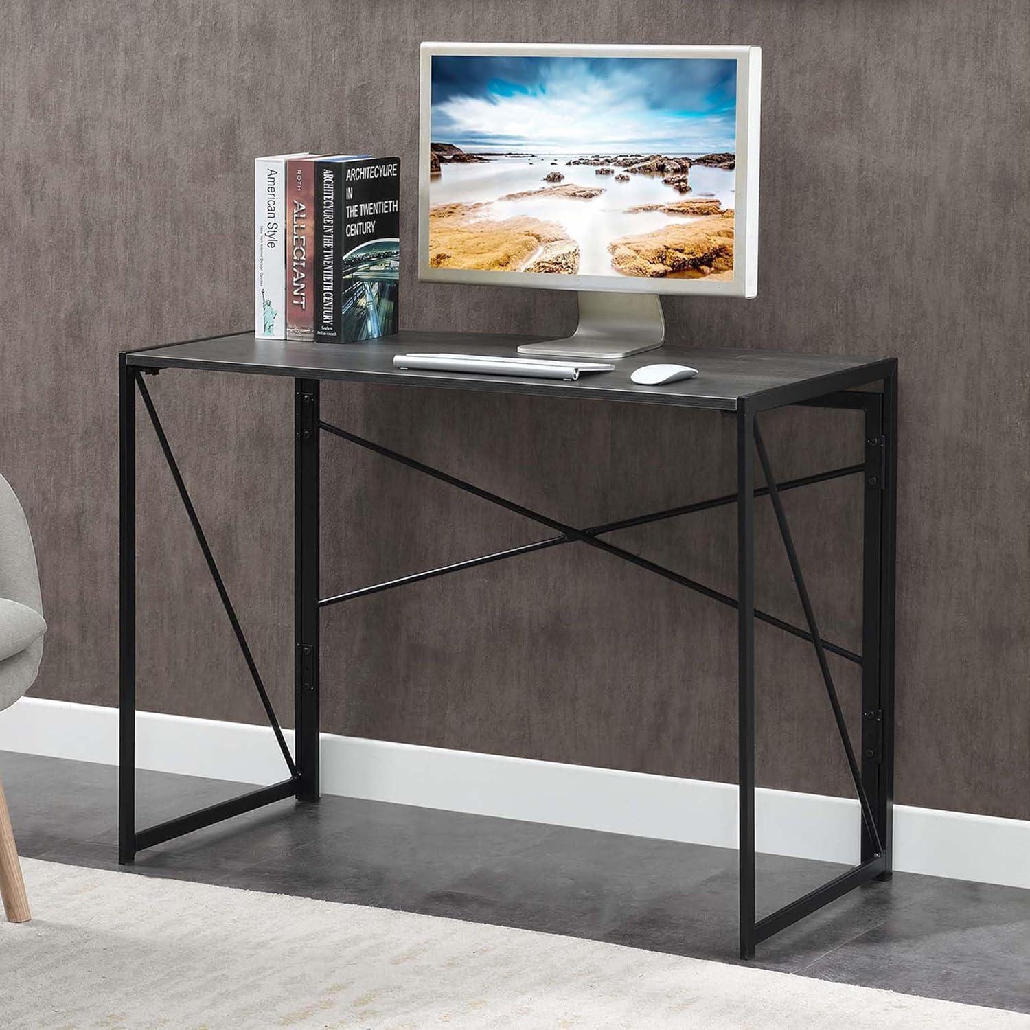 Convenience Concepts 29.50 inches Tall Xtra Folding Desk, Faux Birch/Black, All ages